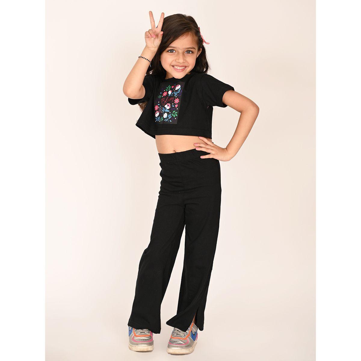 LilPicks X Styli  Floral Print Crop T-Shirt & Pants Set-girls-clothing-setsandcoords-image-3