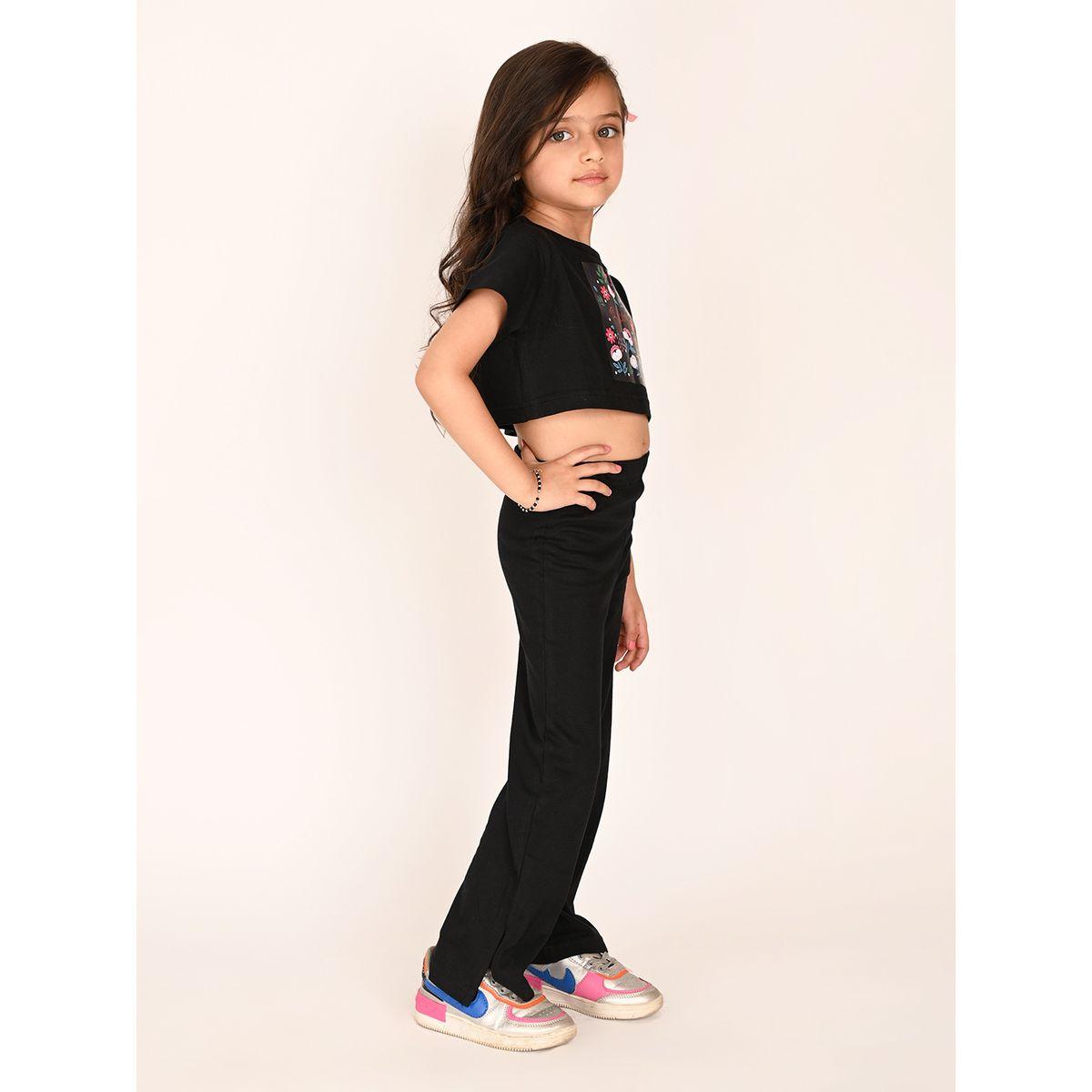 LilPicks X Styli  Floral Print Crop T-Shirt & Pants Set-girls-clothing-setsandcoords-image-4