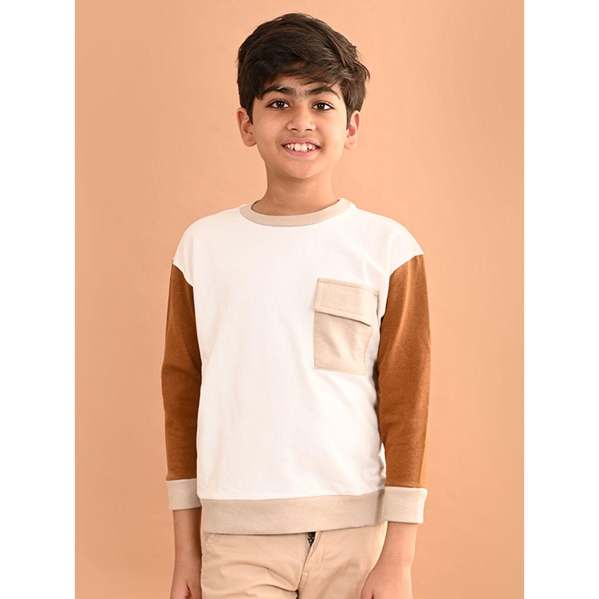 LilPicks X Styli  Contrast Sleeve Pocket Detail Sweatshirt-boys-clothing-winterwear-sweatshirts-image-2