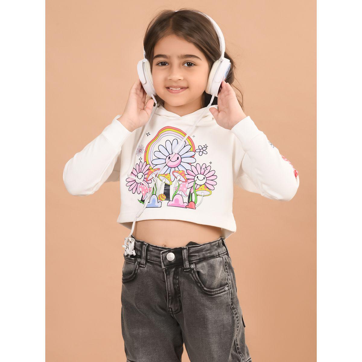 هودي مطبع بطبعة جرافيك مع أكمام طويلة ليل بيكس × ستايلي-girls-clothing-winterwear-sweatshirts-image-1
