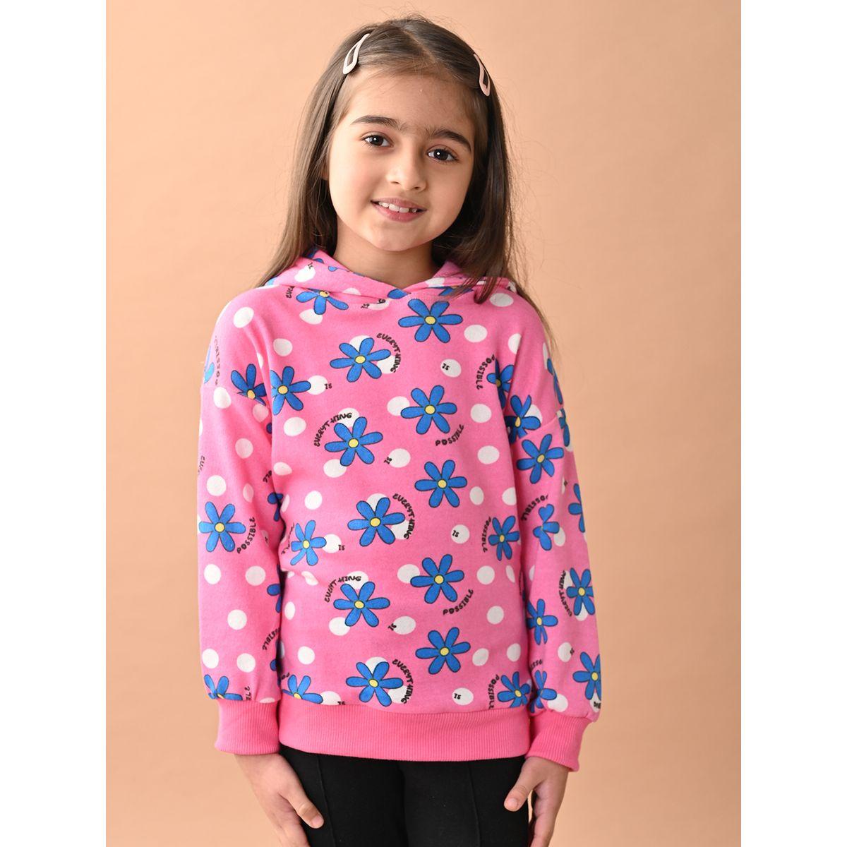 هودي مطبع بزهور مع قصة عادية ليل بيكس × ستايلي-girls-clothing-winterwear-sweatshirts-image-2