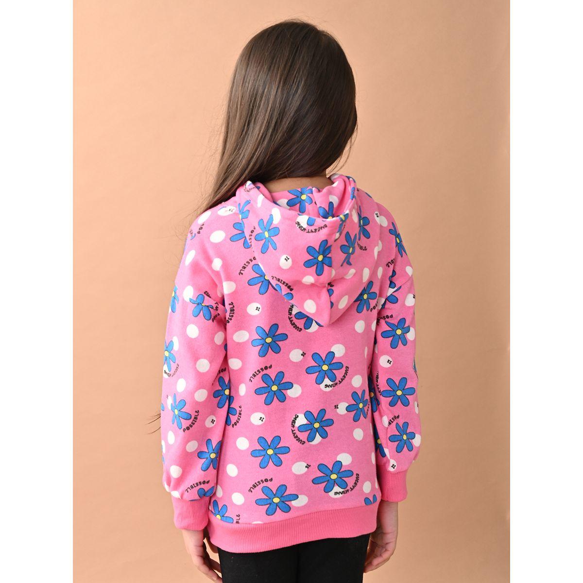 هودي مطبع بزهور مع قصة عادية ليل بيكس × ستايلي-girls-clothing-winterwear-sweatshirts-image-4