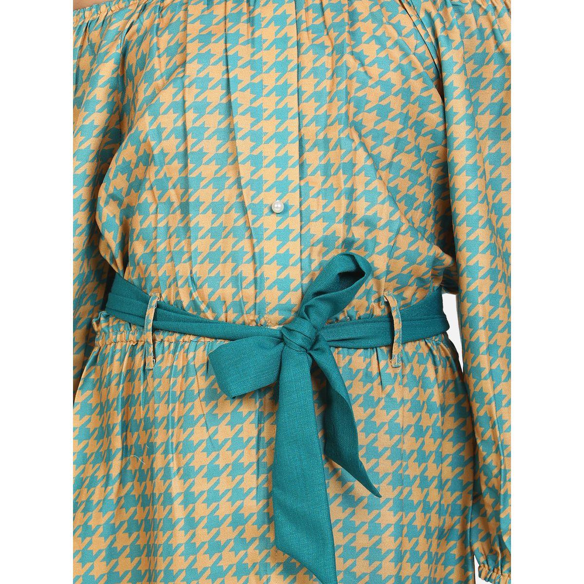 LilPicks X Styli  Houndstooth Print Off Shoulder Dress-girls-clothing-dressesandjumpsuits-image-2