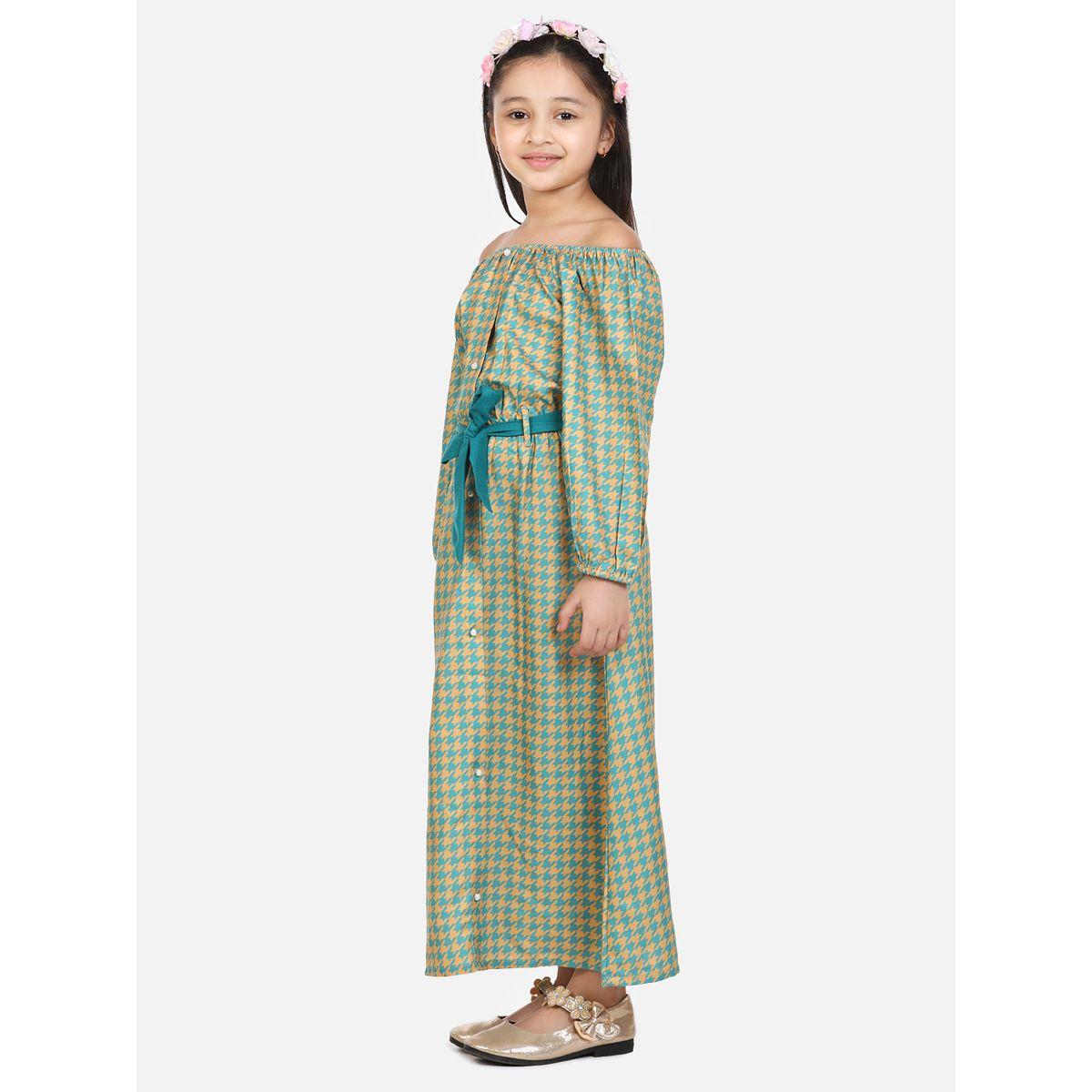LilPicks X Styli  Houndstooth Print Off Shoulder Dress-girls-clothing-dressesandjumpsuits-image-3