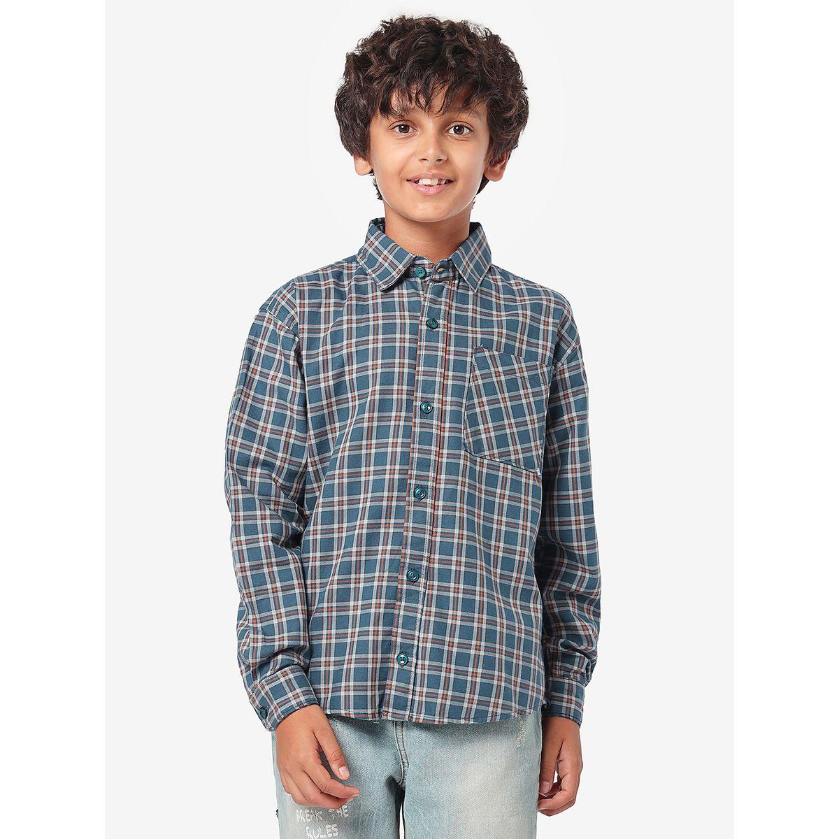 LilPicks X Styli  Checkered Shirt with Patch Pocket-boys-clothing-shirts-image-2