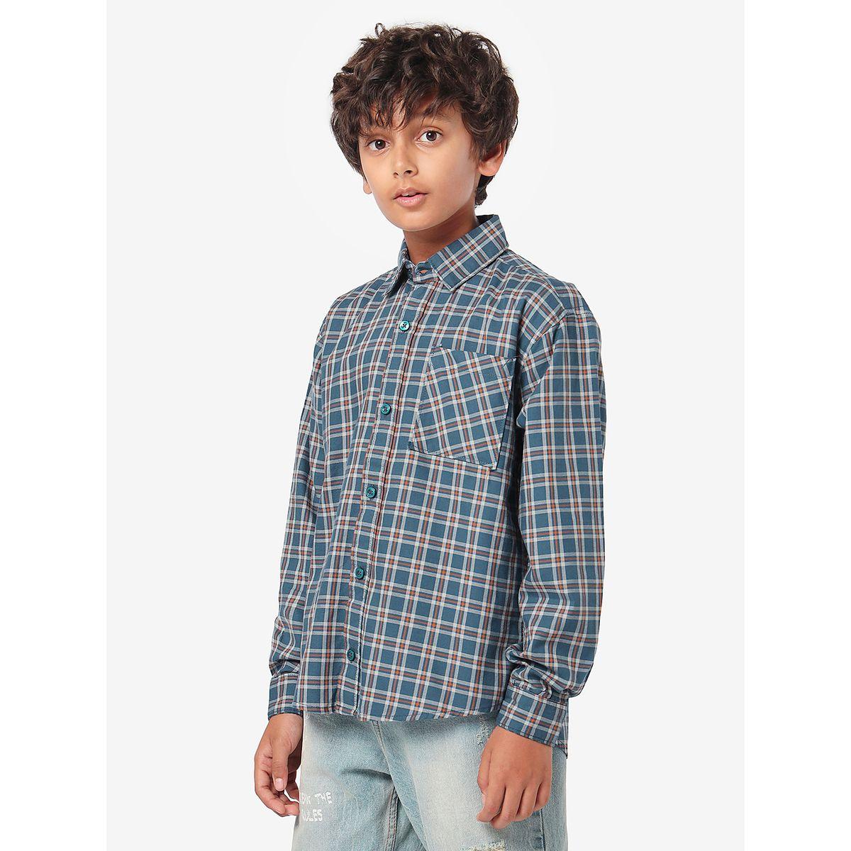 LilPicks X Styli  Checkered Shirt with Patch Pocket-boys-clothing-shirts-image-3
