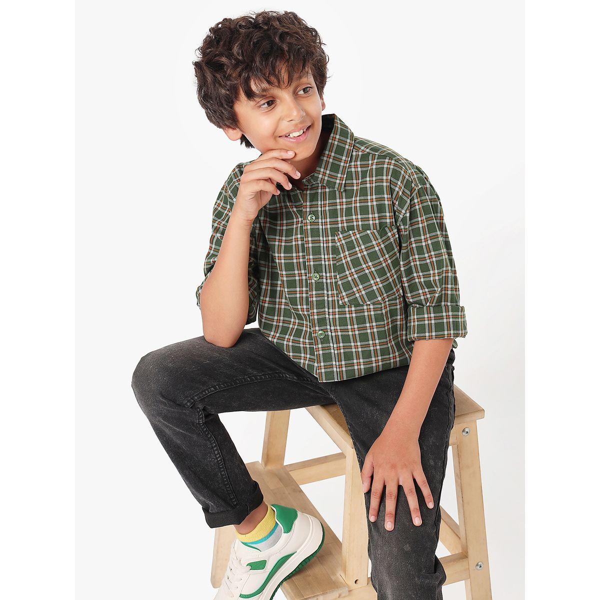 LilPicks X Styli  Checkered Shirt with Patch Pocket-boys-clothing-shirts-image-6