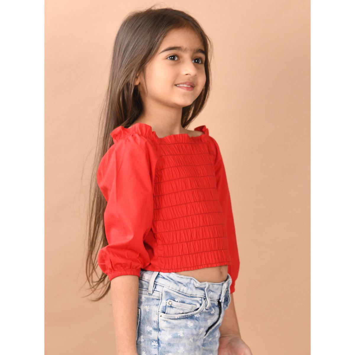LilPicks X Styli  Square Neck Shirred Crop Top-girls-clothing-blousesandshirts-image-3