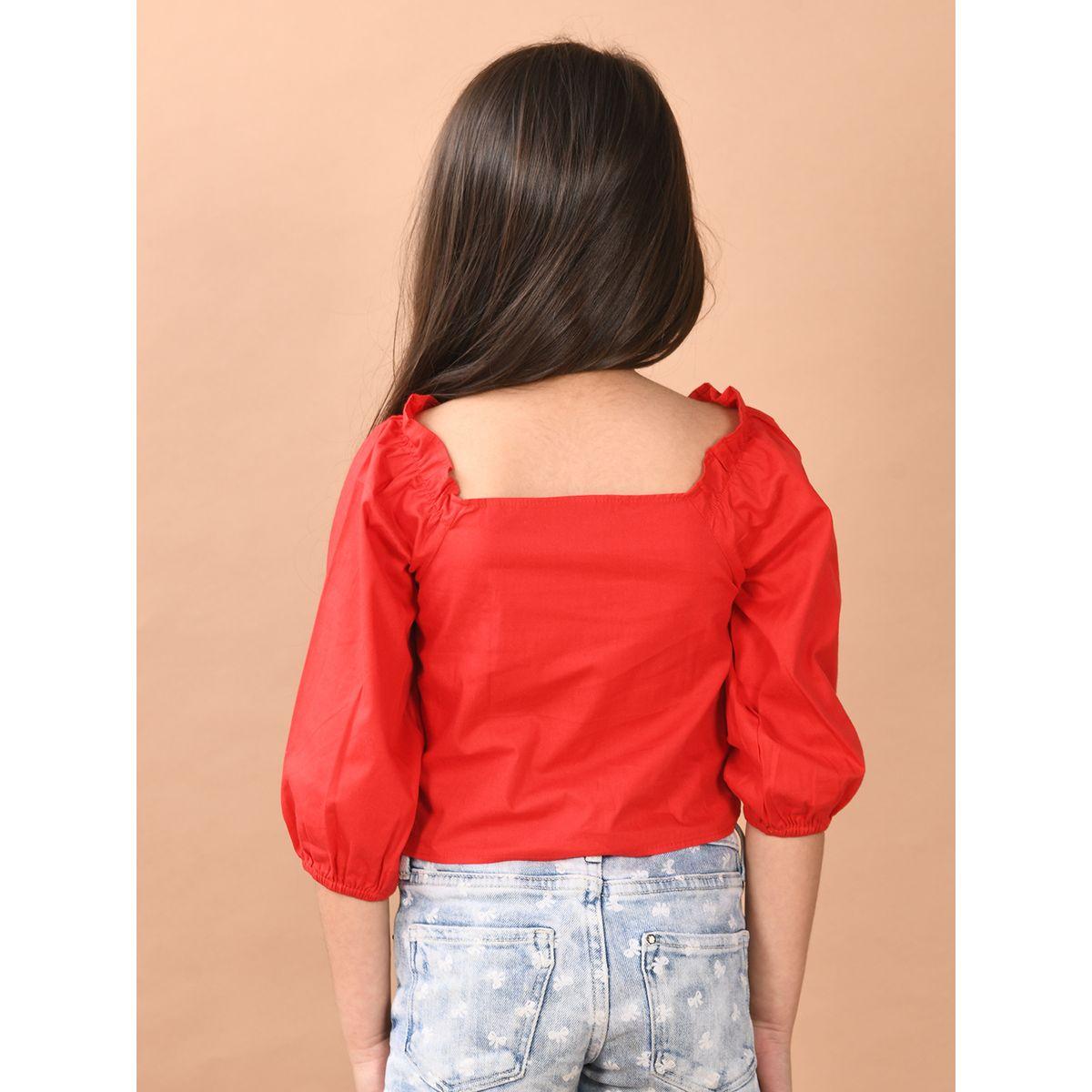 LilPicks X Styli  Square Neck Shirred Crop Top-girls-clothing-blousesandshirts-image-4
