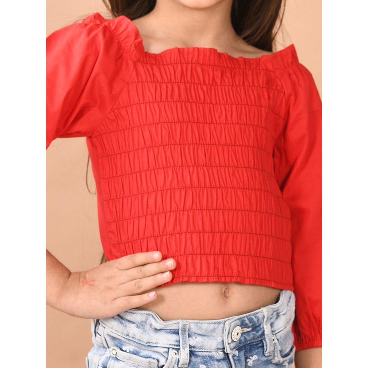 بلوزة قصيرة بياقة واسعة وأكمام مكبلة ليل بيكس × ستايلي-girls-clothing-blousesandshirts-image-5