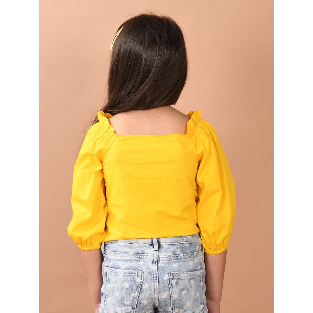 بلوزة قصيرة بياقة واسعة وأكمام مكبلة ليل بيكس × ستايلي-girls-clothing-blousesandshirts-image-2