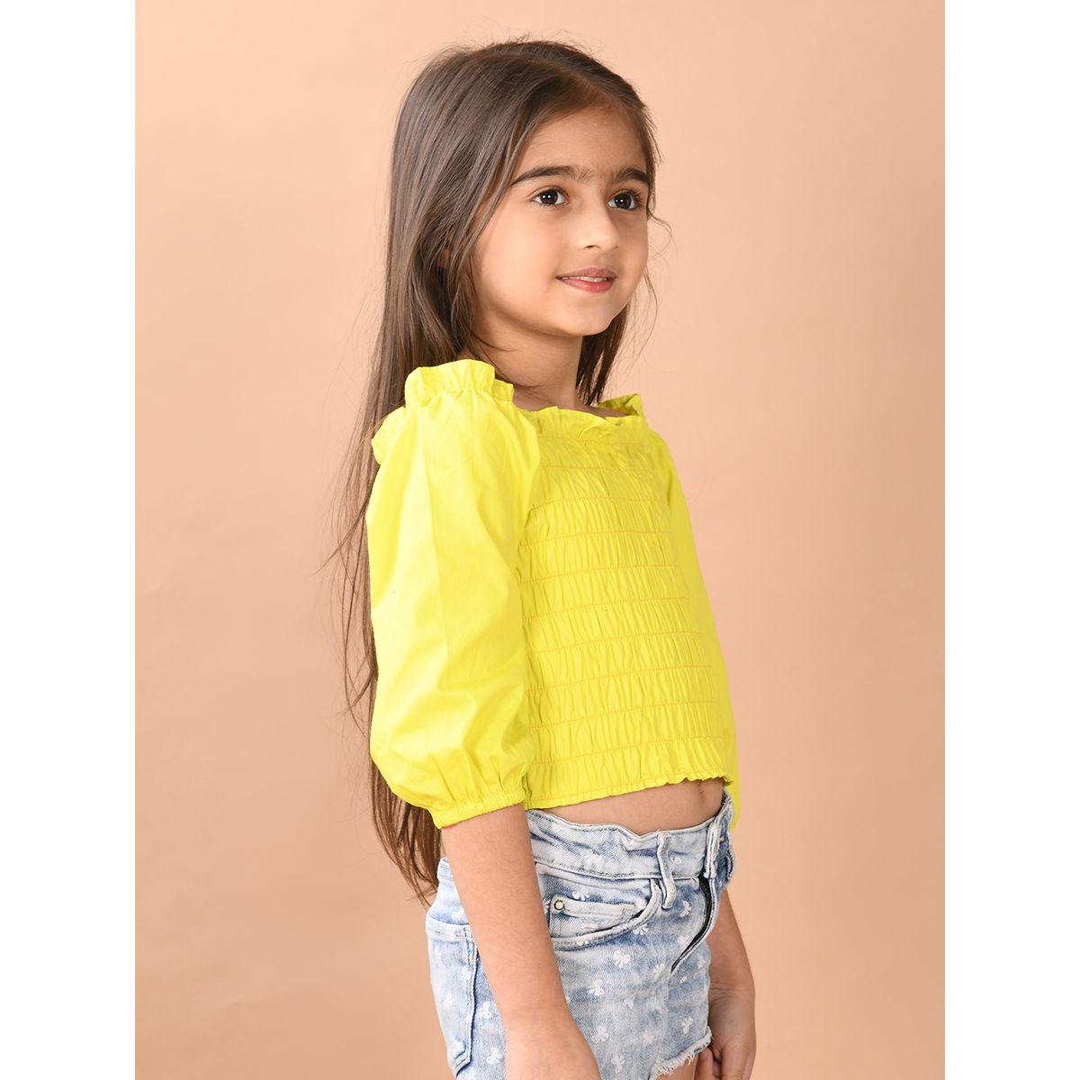 LilPicks X Styli  Square Neck Shirred Crop Top-girls-clothing-blousesandshirts-image-3