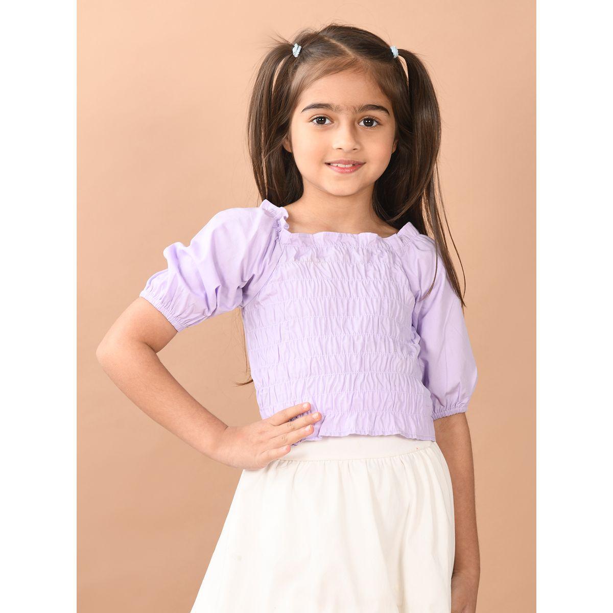 بلوزة قصيرة بياقة واسعة وأكمام مكبلة ليل بيكس × ستايلي-girls-clothing-blousesandshirts-image-2