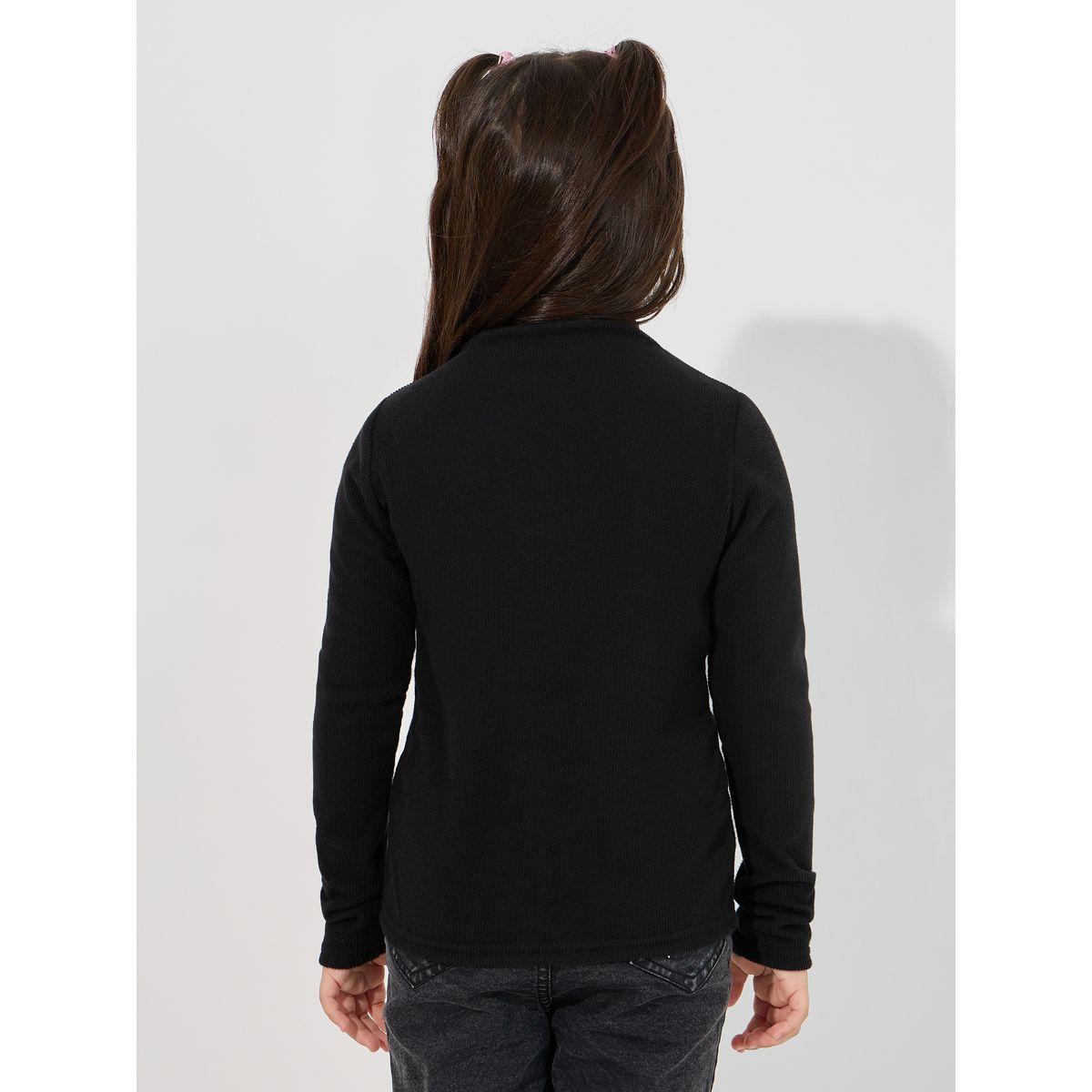 تيشيرت سادة بتفاصيل محبوكة وياقة وهمية-girls-clothing-tshirts-image-4