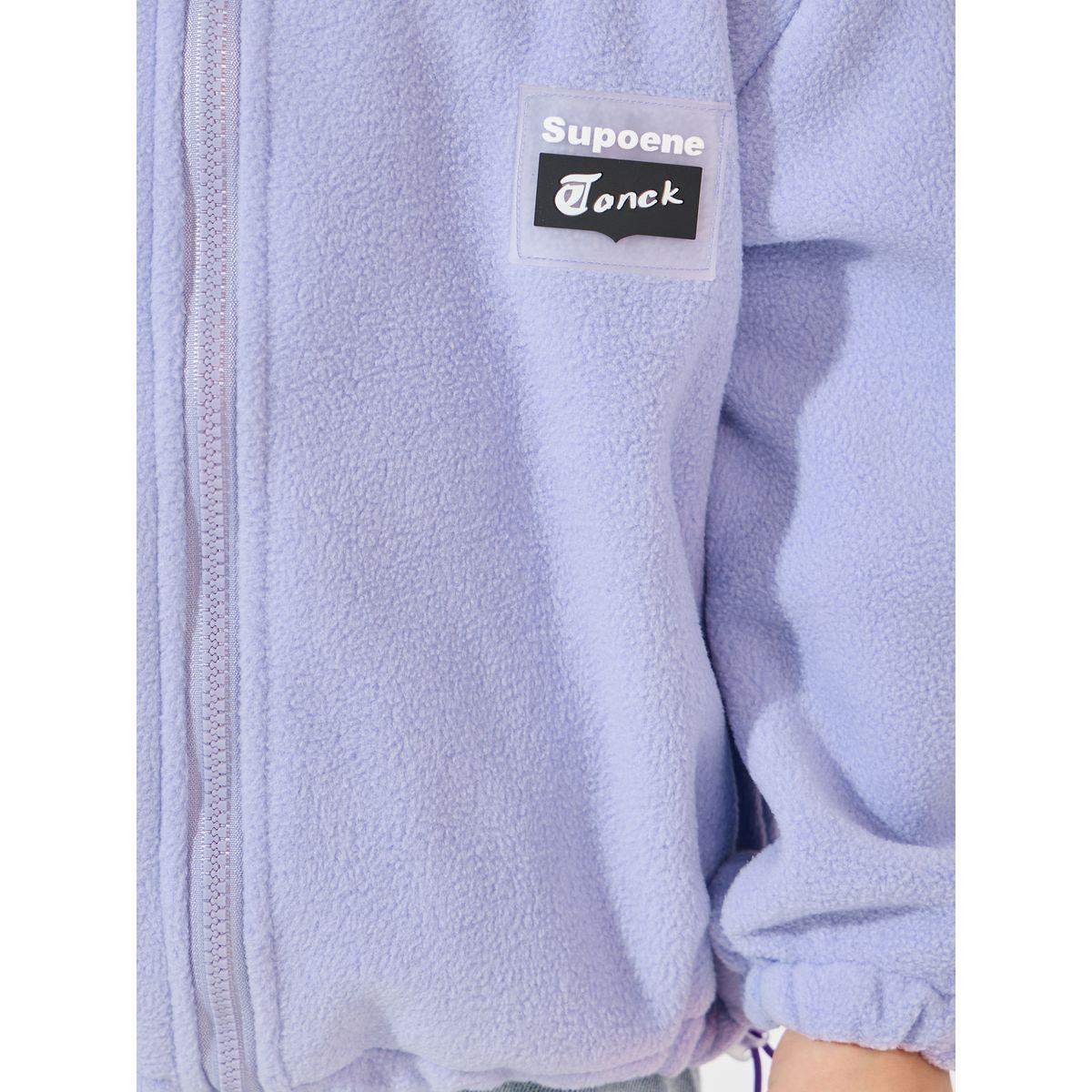 Styli Patch Design Elastic Hem Fleece Jacket-girls-clothing-jacketsandcoats-image-3