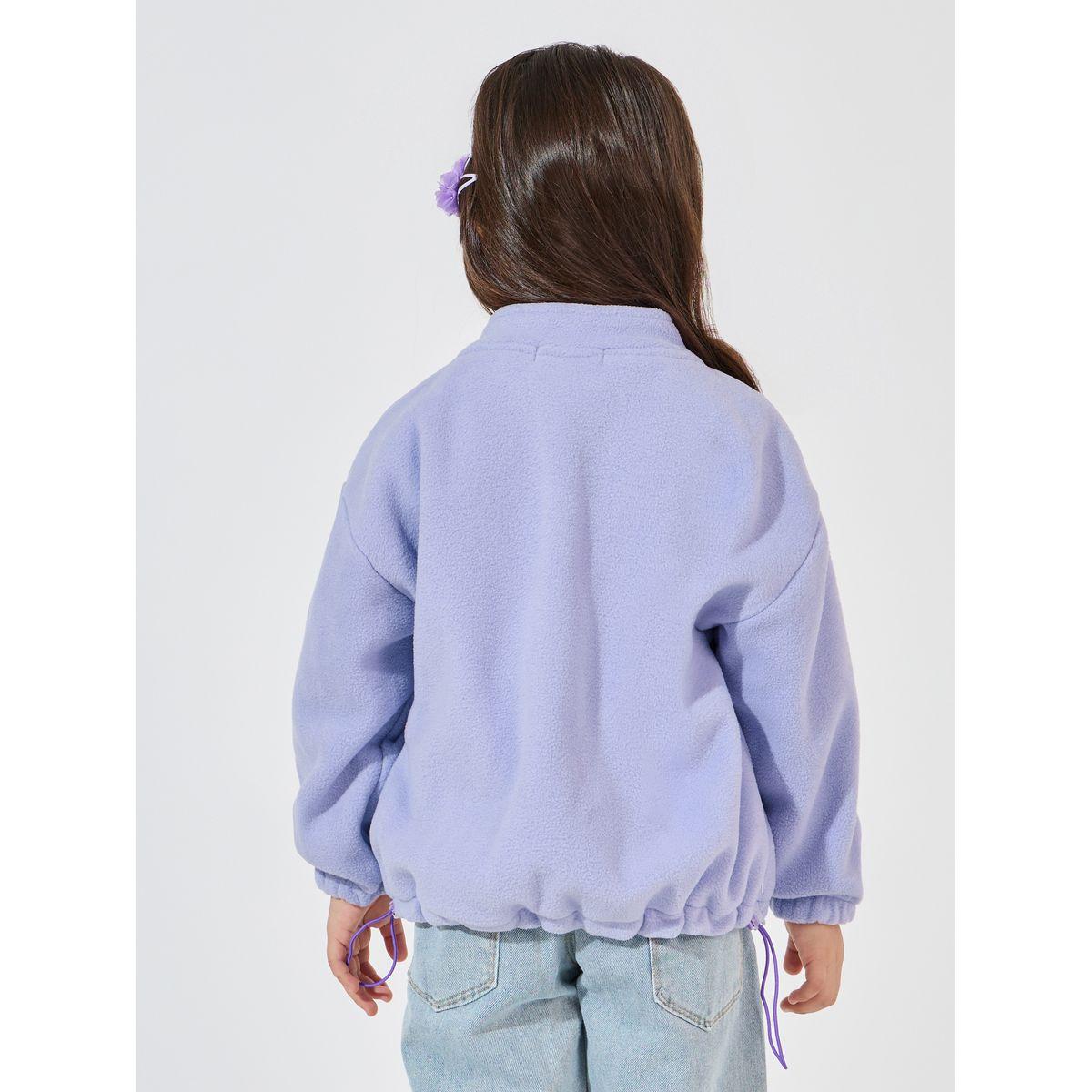 Styli Patch Design Elastic Hem Fleece Jacket-girls-clothing-jacketsandcoats-image-4