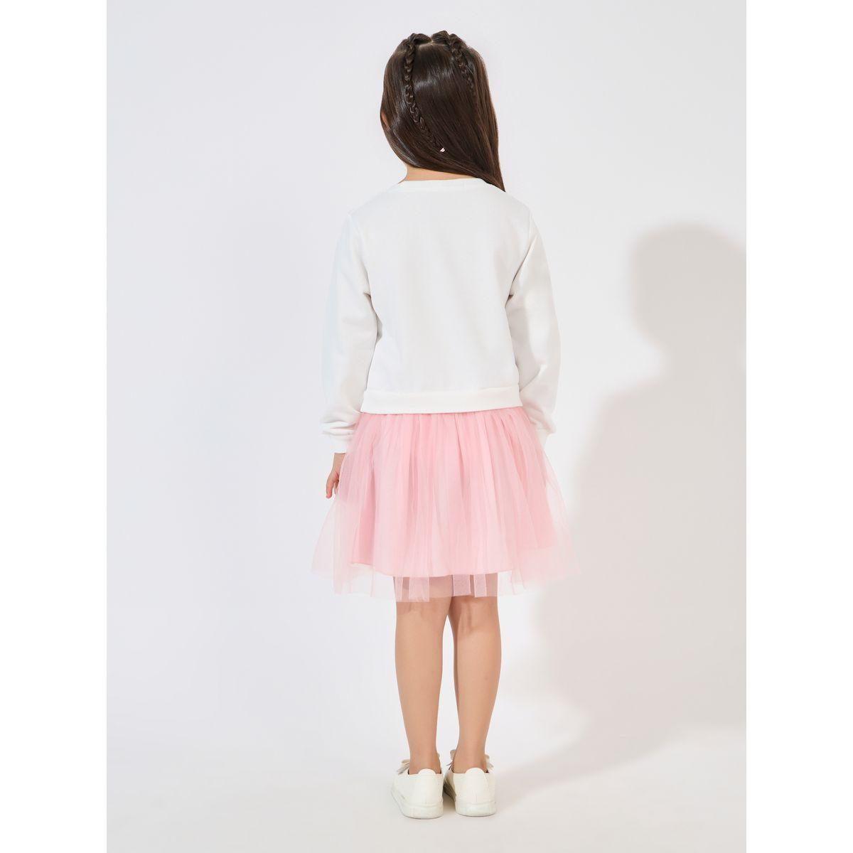 فستان بتفاصيل شبكية مع سويت شيرت مزين بكروشيه-girls-clothing-dressesandjumpsuits-image-4