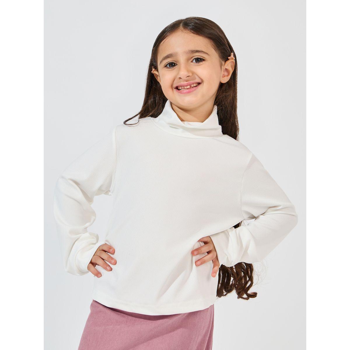 Styli Rib Turtle Neck Top & Fox Embroidery Corduroy Pinafore Set-girls-clothing-setsandcoords-image-3