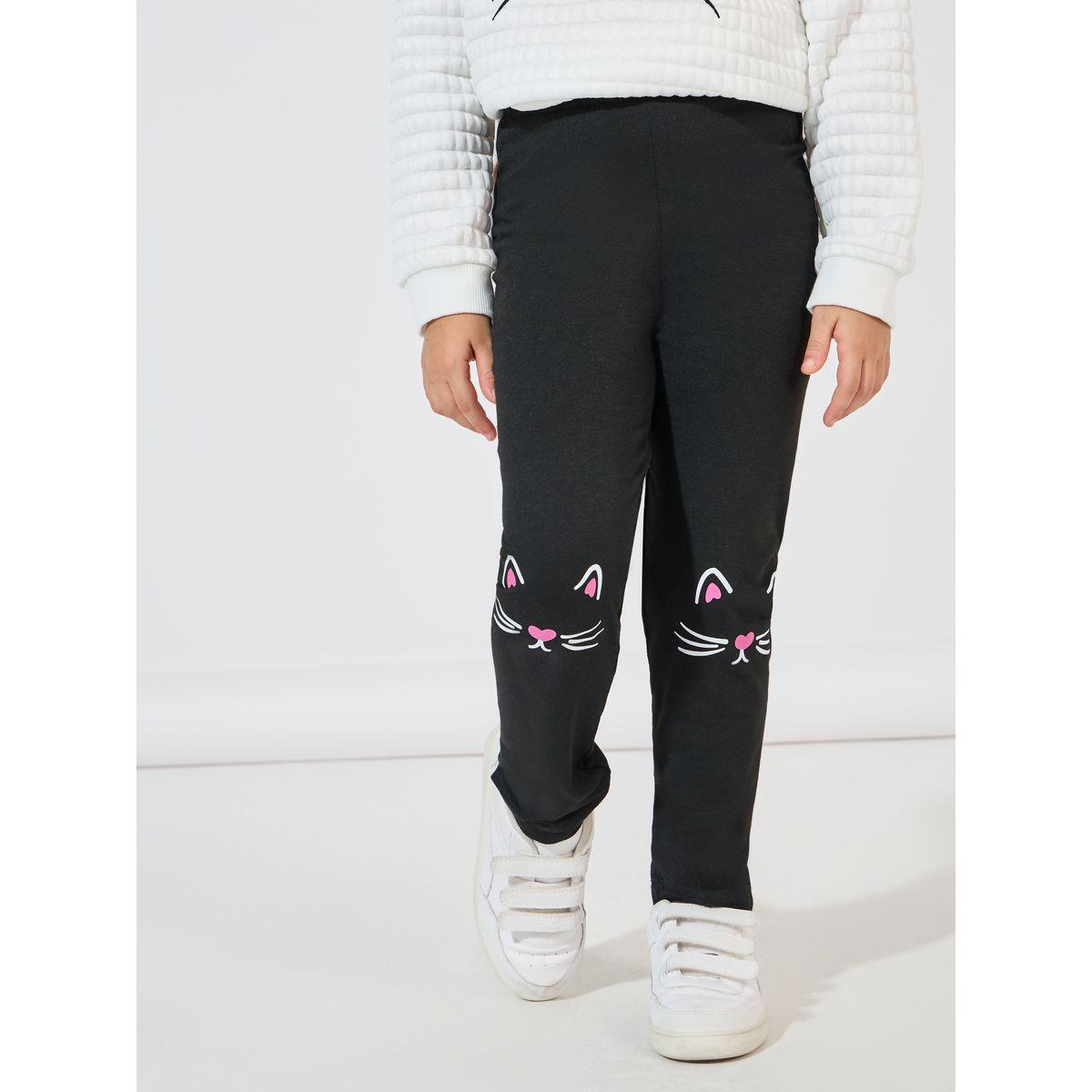 Styli Cat Embroidered Honeycomb Knit Sweatshirt & Printed Leggings Set-girls-clothing-setsandcoords-image-6