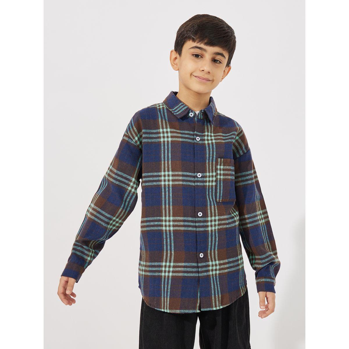 Styli Checked Pocket Front Loose Fit Shirt-boys-clothing-shirts-image-1