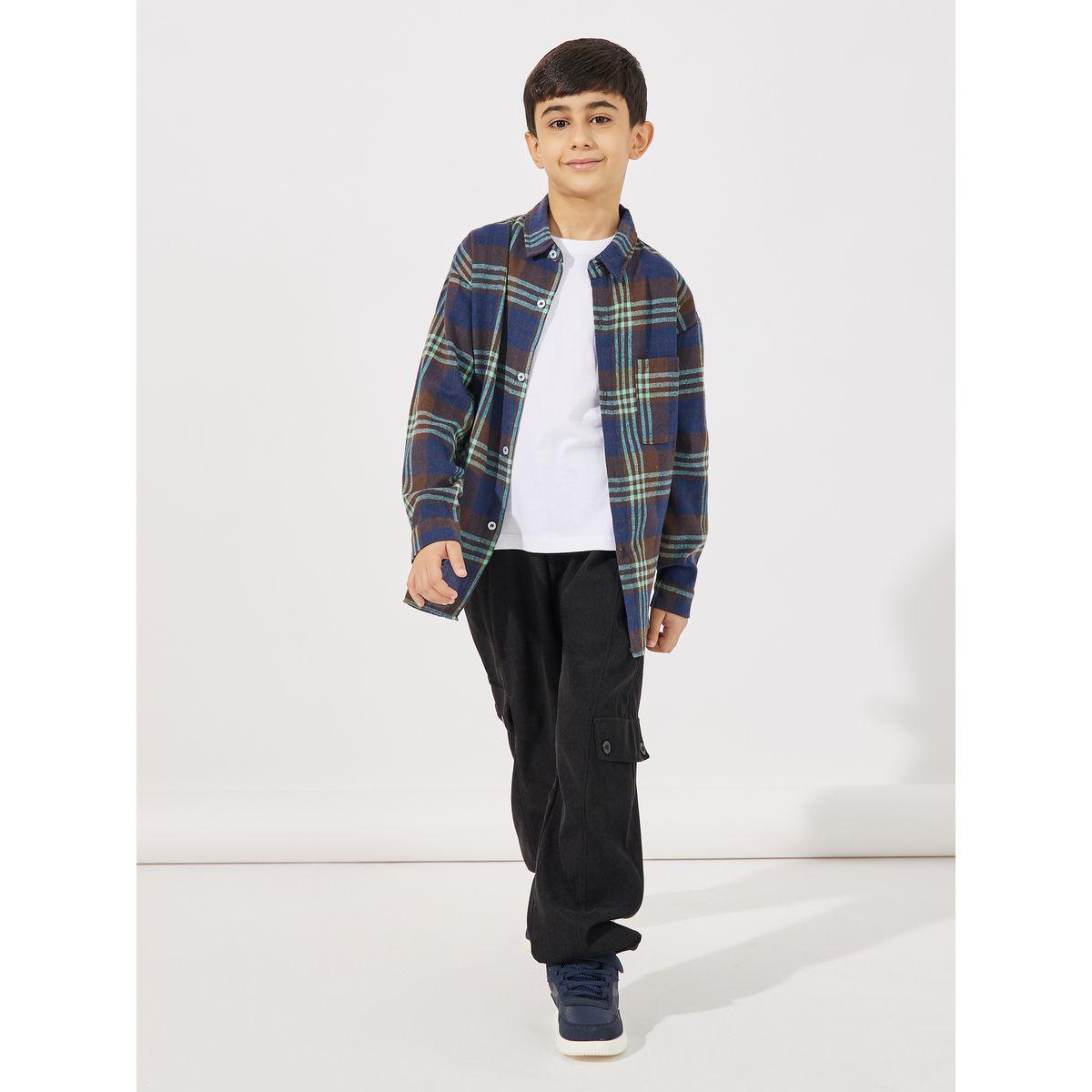 Styli Checked Pocket Front Loose Fit Shirt-boys-clothing-shirts-image-2
