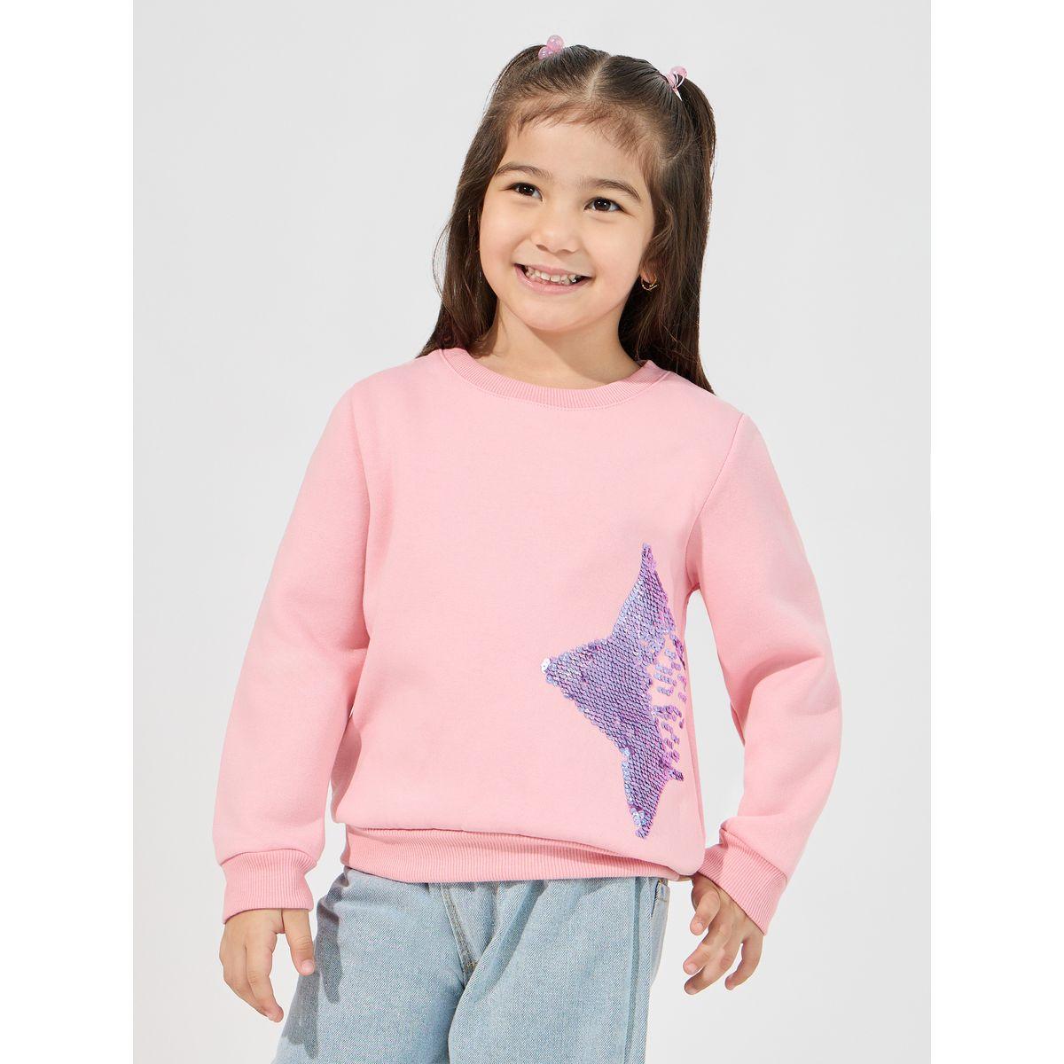 Styli Star Sequin Cuffed Sweatshirt-girls-clothing-winterwear-sweatshirts-image-1