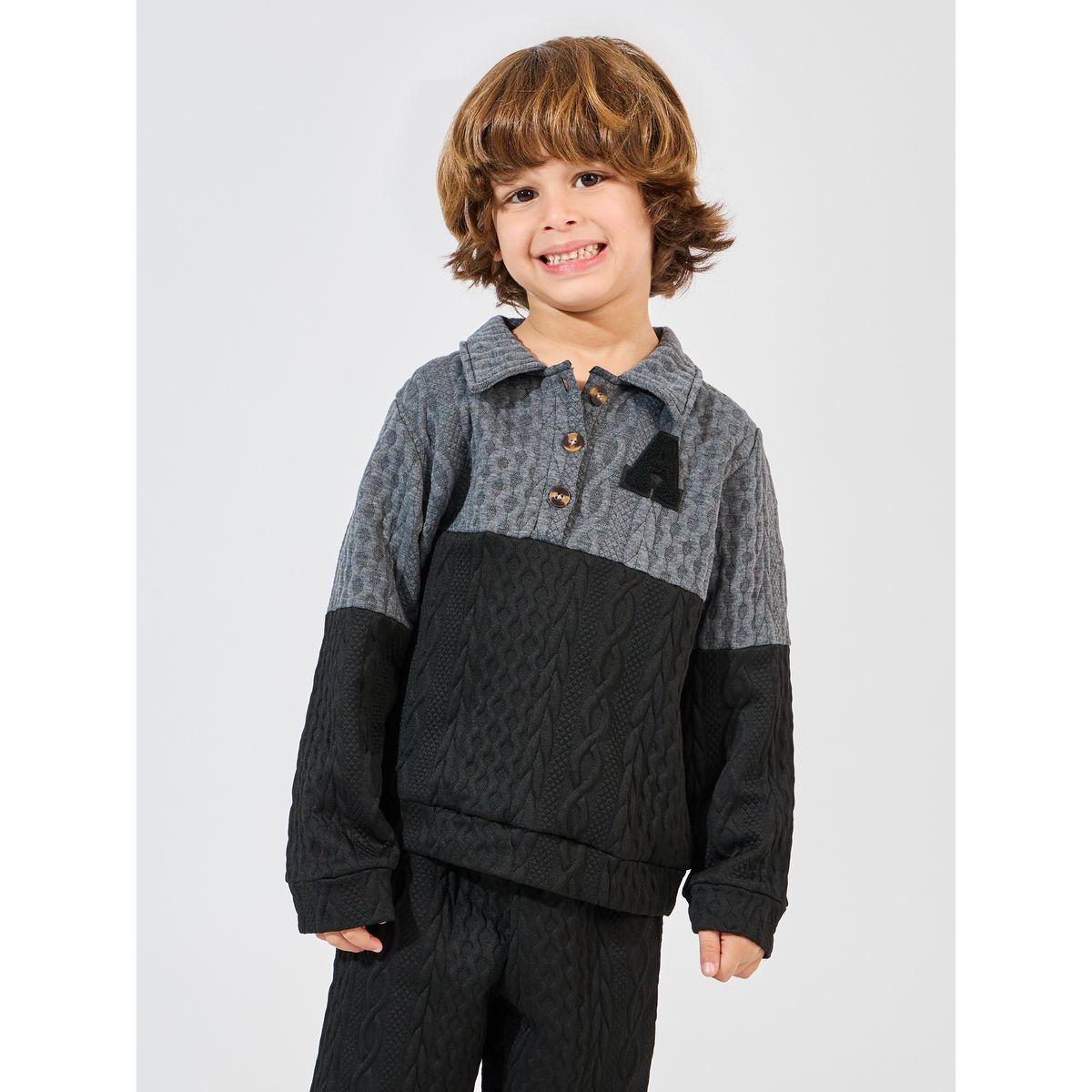 Styli Color Block Cable Knit Sweatshirt & Joggers Set-boys-clothing-setsandcoords-image-2