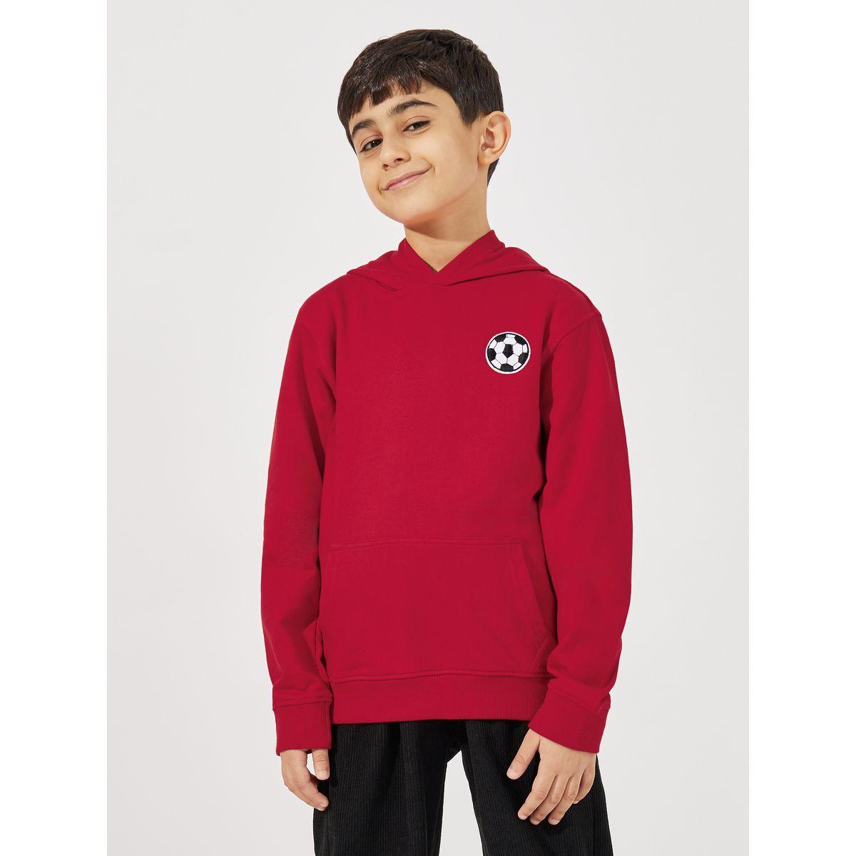 هودي بتفاصيل جيب ومزين بشارة كرة قدم-boys-clothing-winterwear-sweatshirts-image-1