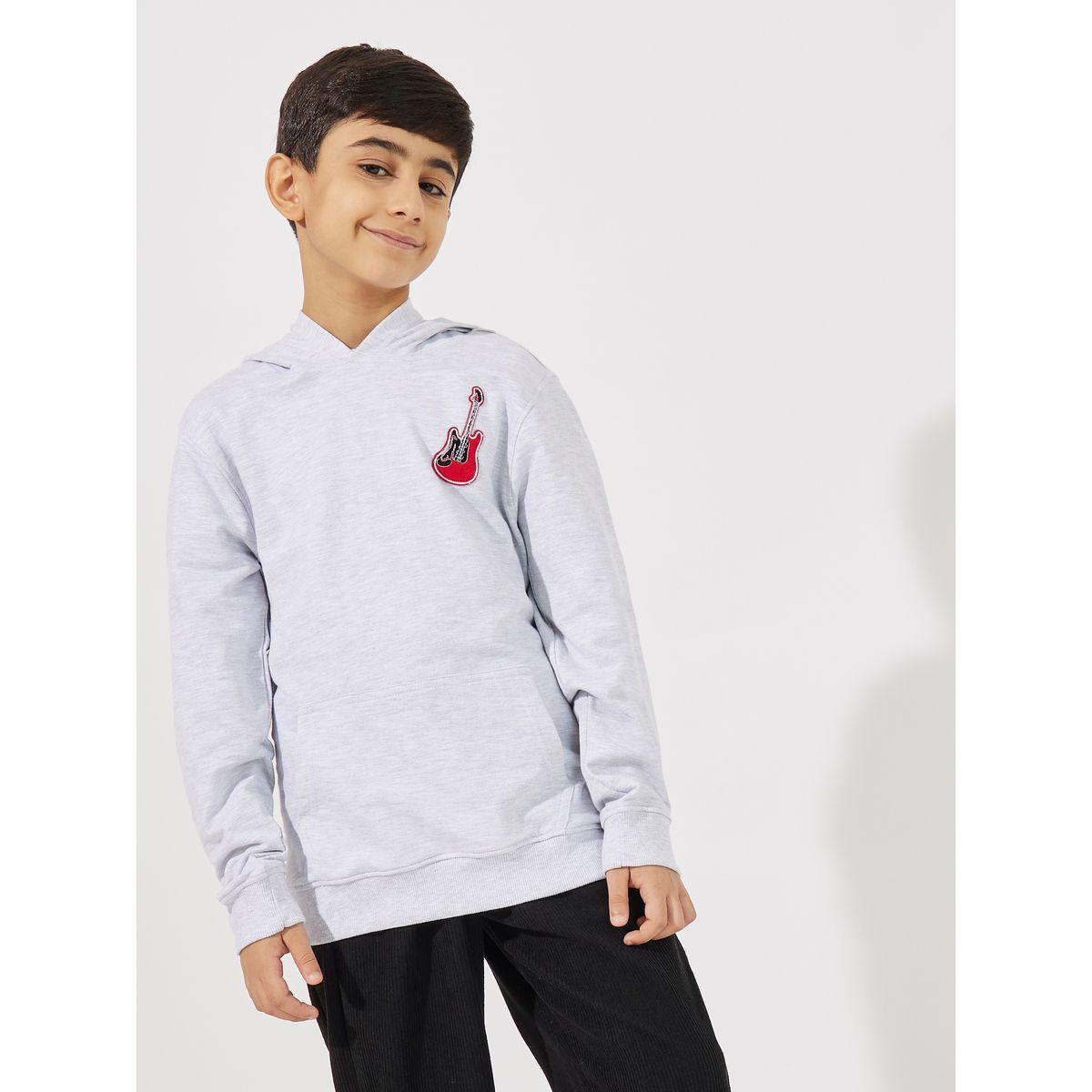 Styli Pocket Front Hoodie with Guitar Patch Details-boys-clothing-sweatshirts-image-1