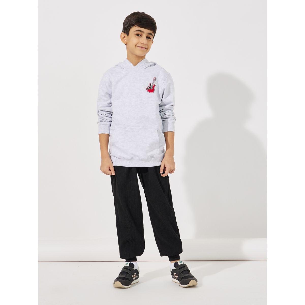 Styli Pocket Front Hoodie with Guitar Patch Details-boys-clothing-sweatshirts-image-2