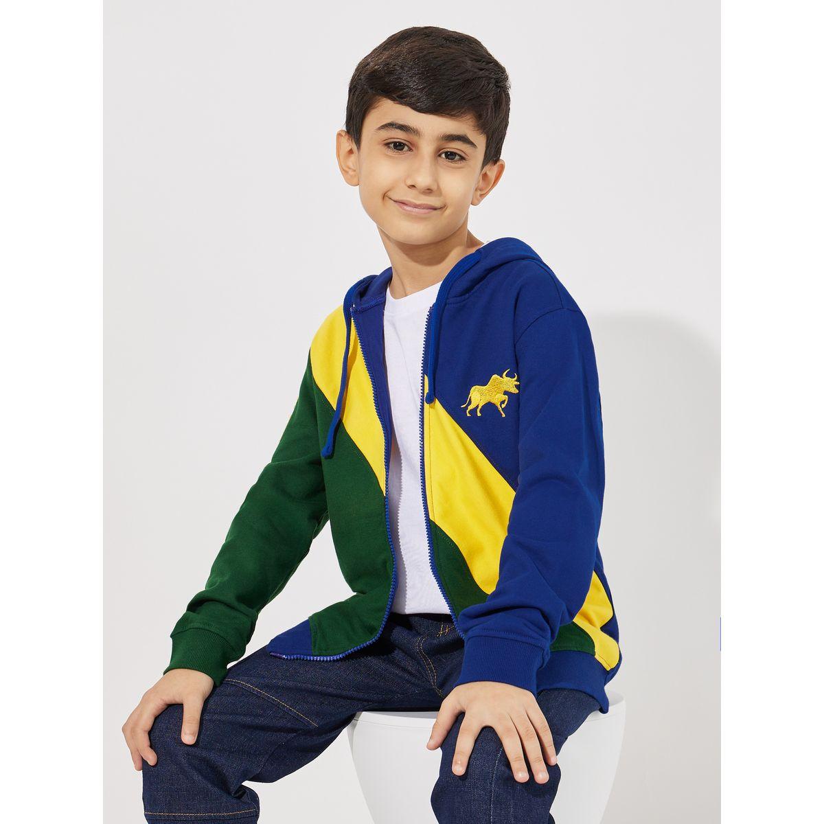 Styli Colorblock Logo Embroidered Zip Through Hoodie-boys-clothing-winterwear-sweatshirts-image-1