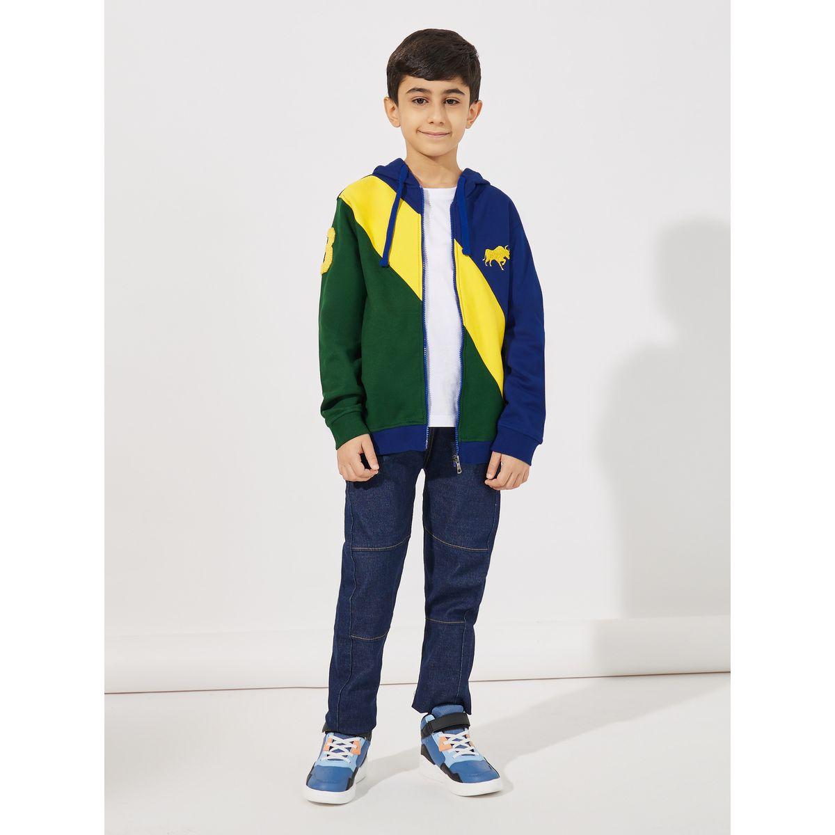 Styli Colorblock Logo Embroidered Zip Through Hoodie-boys-clothing-winterwear-sweatshirts-image-2