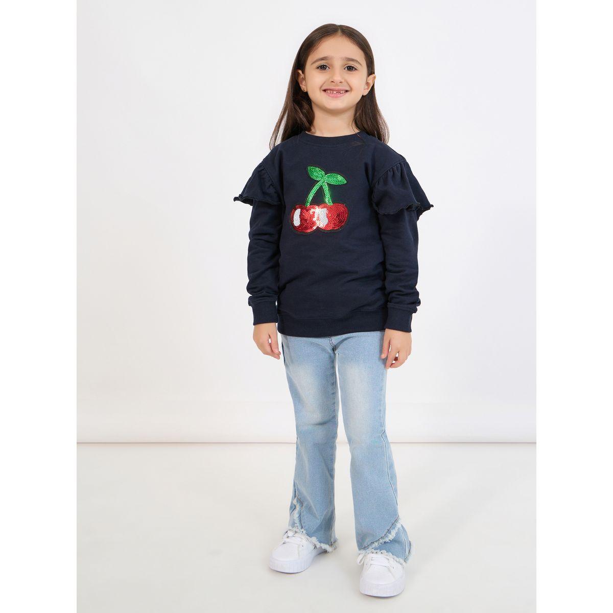 Styli Sequined Cherry Patch Longline Sweatshirt-girls-clothing-winterwear-sweatshirts-image-2