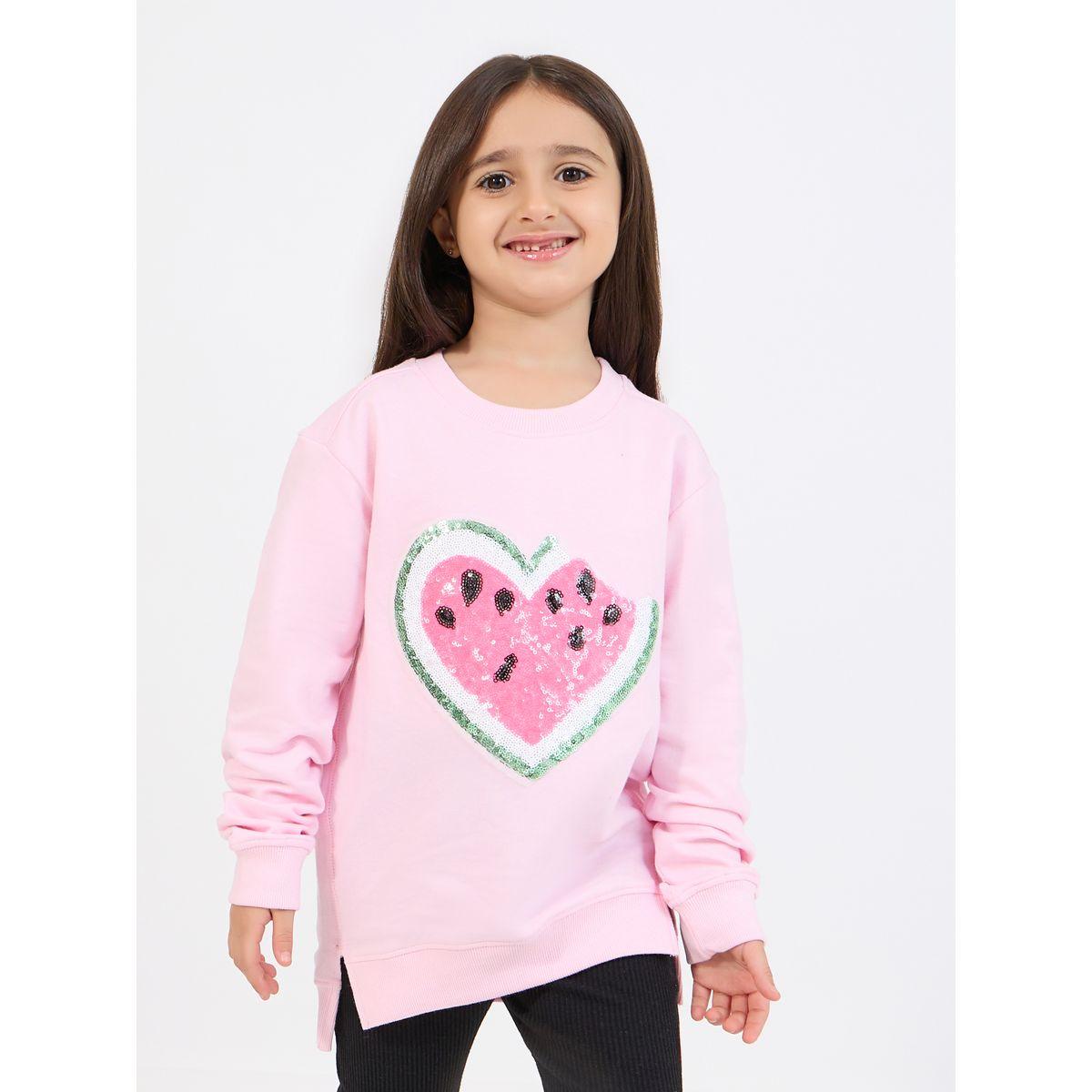 Styli Sequined Patch Detail Longline Sweatshirt-girls-clothing-winterwear-sweatshirts-image-1