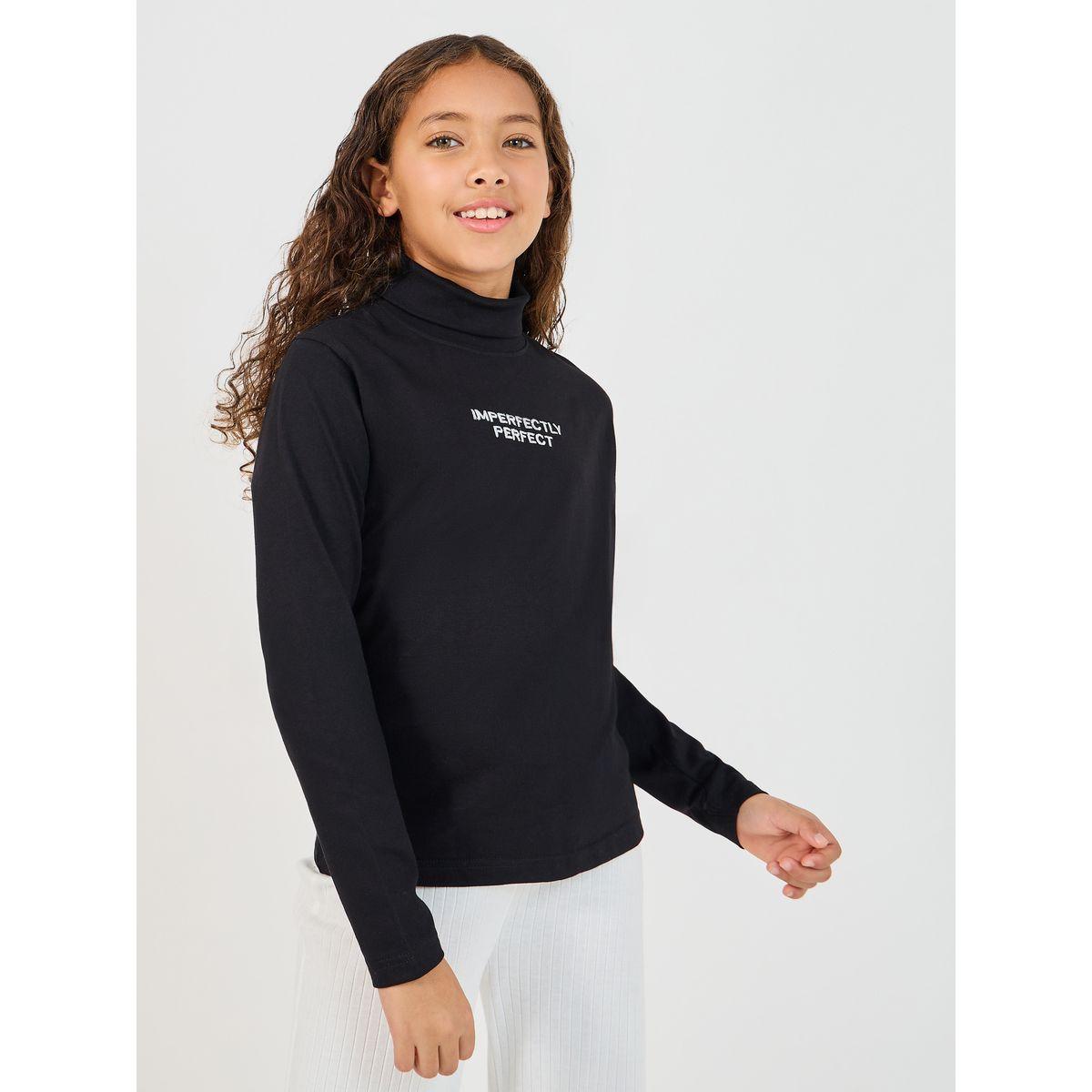 Styli Embroidered Turtle Neck Long Sleeve T-Shirt-girls-clothing-tshirts-image-1