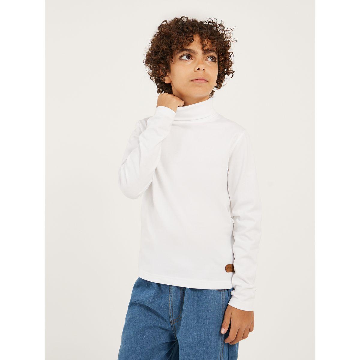 Styli Solid High-Neck T-Shirt with Patch Detail-boys-clothing-tshirtsandpolos-image-1