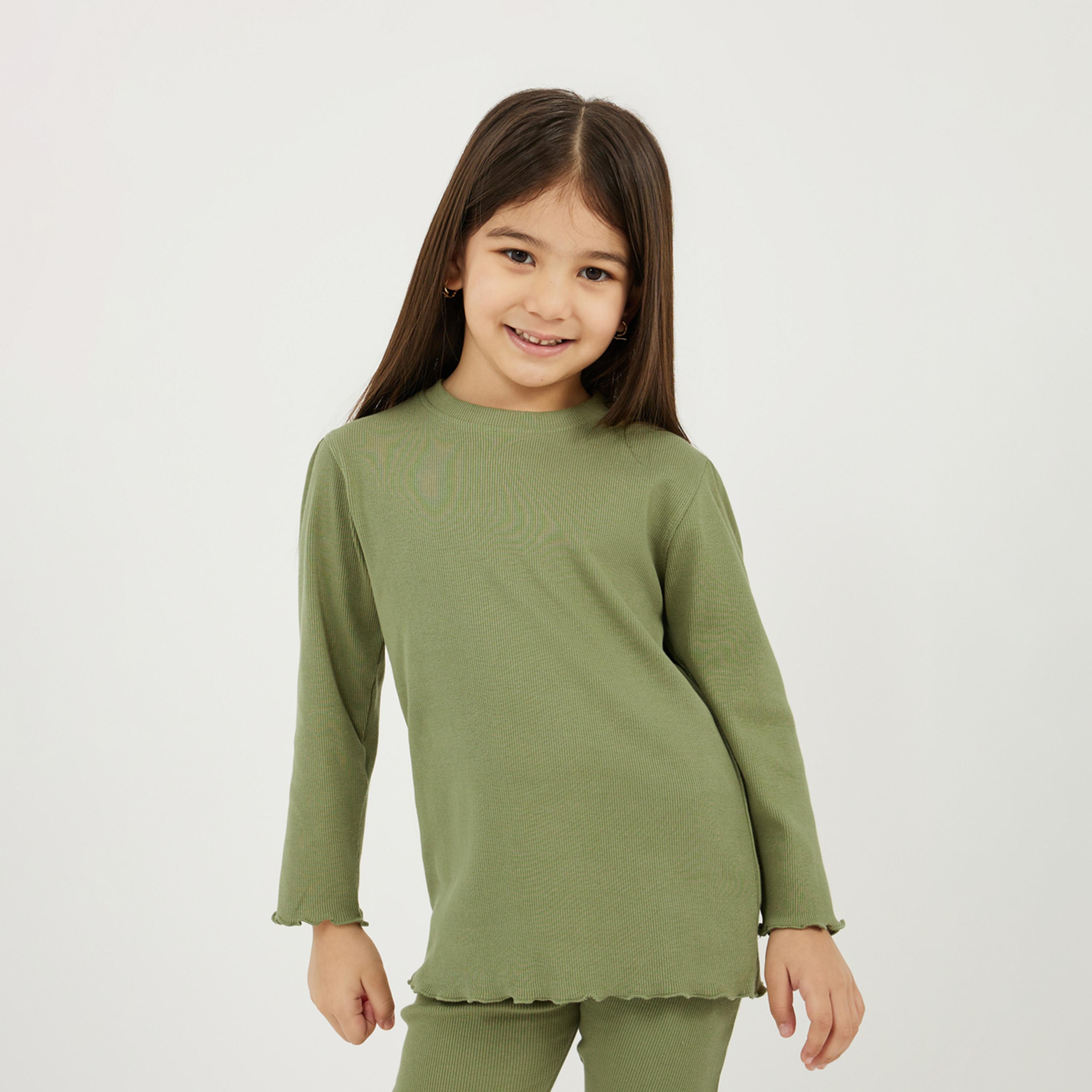 ستايلي - مجموعة من قطعتين - قميص مطبوع بأكمام كاملة-girls-clothing-setsandcoords-image-5