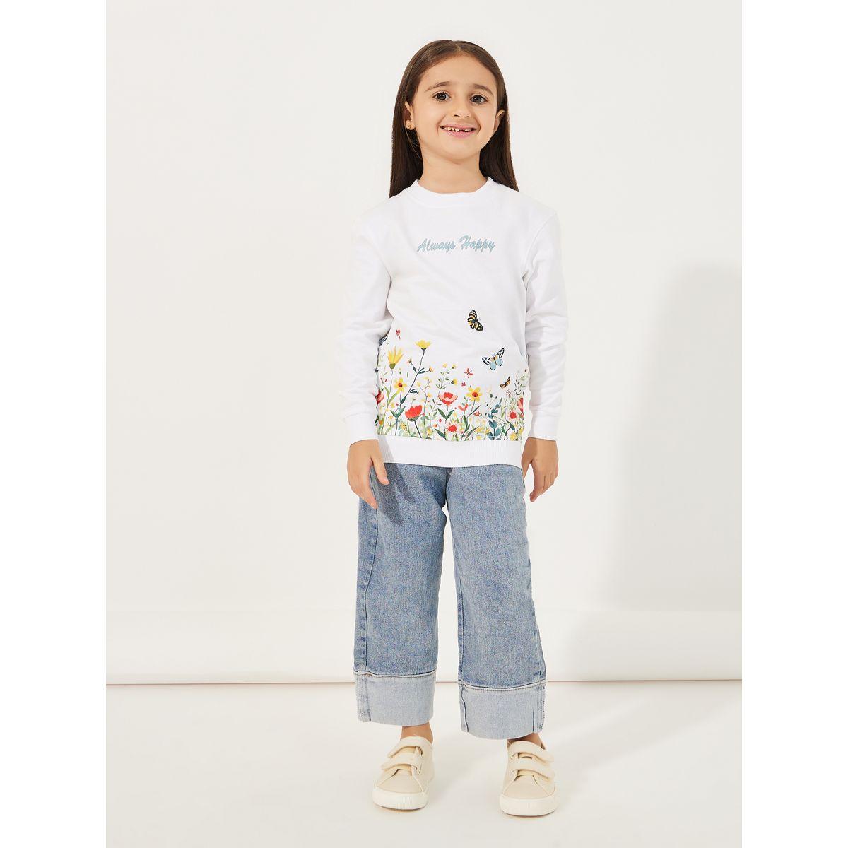 Styli Butterfly Print Longline Sweatshirt-girls-clothing-winterwear-sweatshirts-image-2