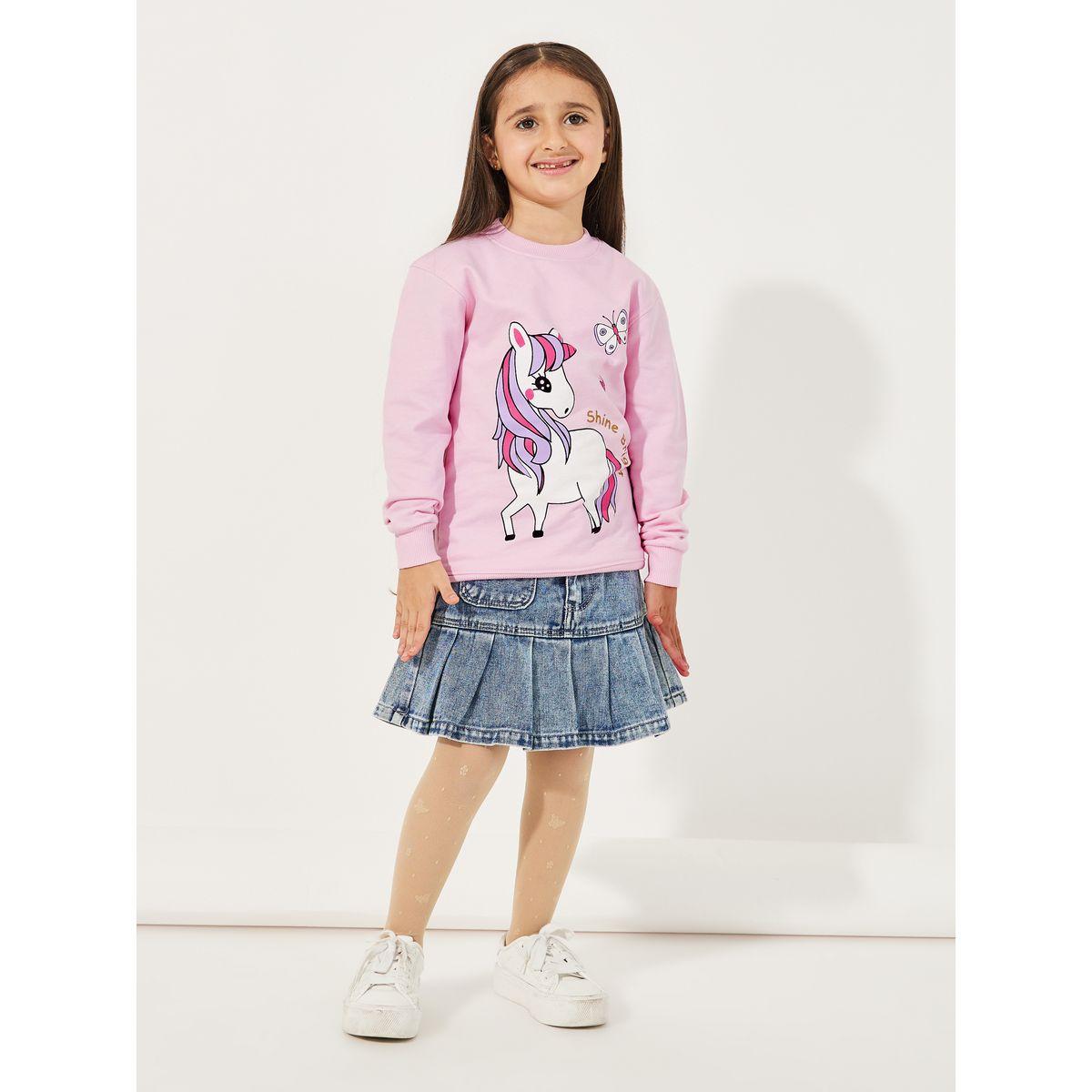 Styli Unicorn Print Longline Sweatshirt-girls-clothing-winterwear-sweatshirts-image-2