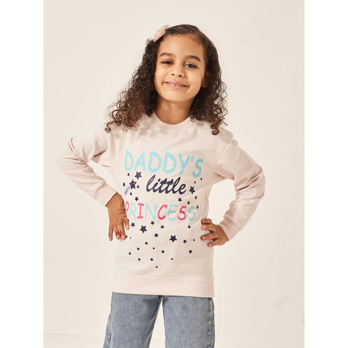 Styli Slogan and Star Print Longline Sweatshirt-girls-clothing-winterwear-sweatshirts-image-1