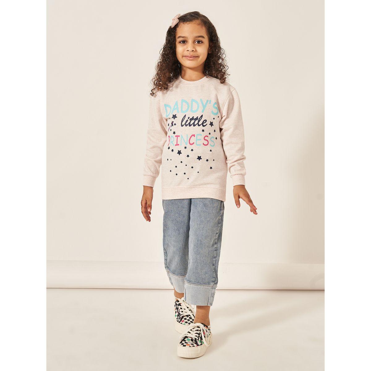 Styli Slogan and Star Print Longline Sweatshirt-girls-clothing-winterwear-sweatshirts-image-2