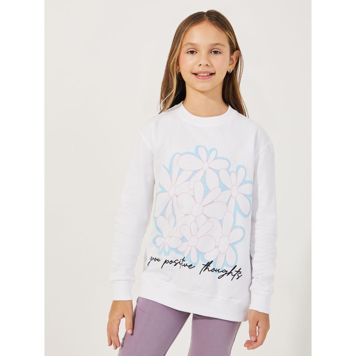 Styli Slogan Floral Print Longline Sweatshirt-girls-clothing-winterwear-sweatshirts-image-1
