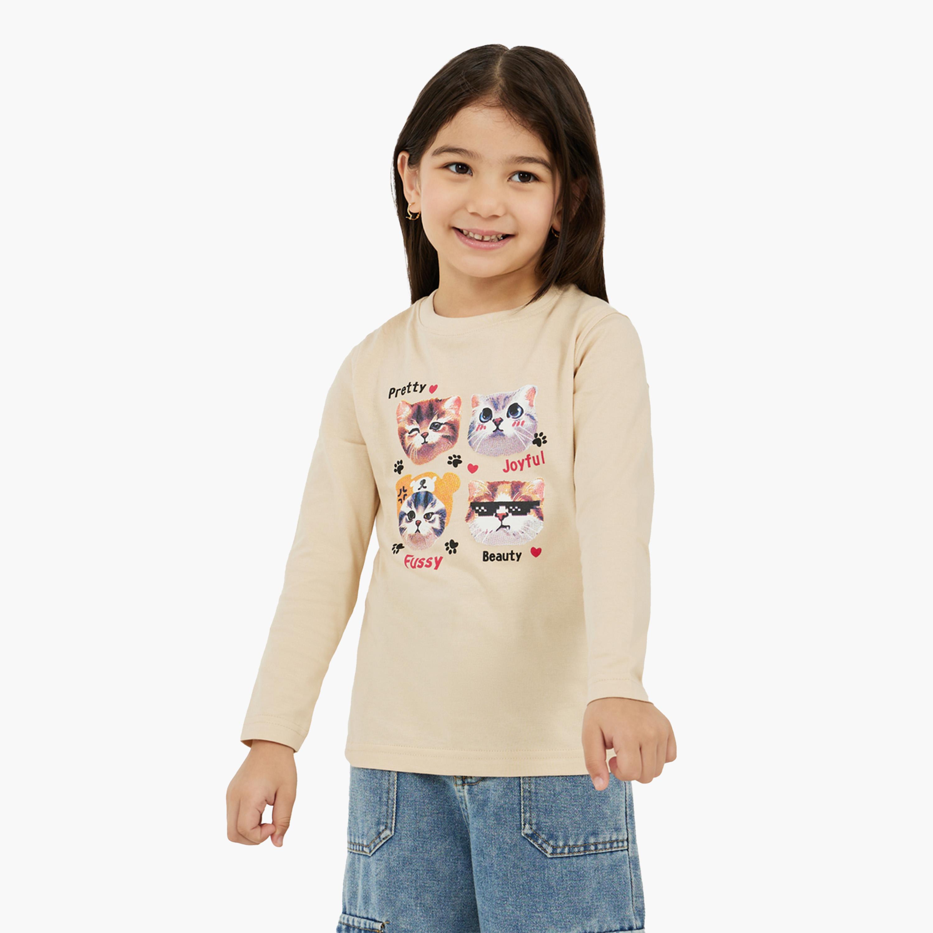 Styli Graphic Print Regular Fit T-Shirt-girls-clothing-tshirts-image-1