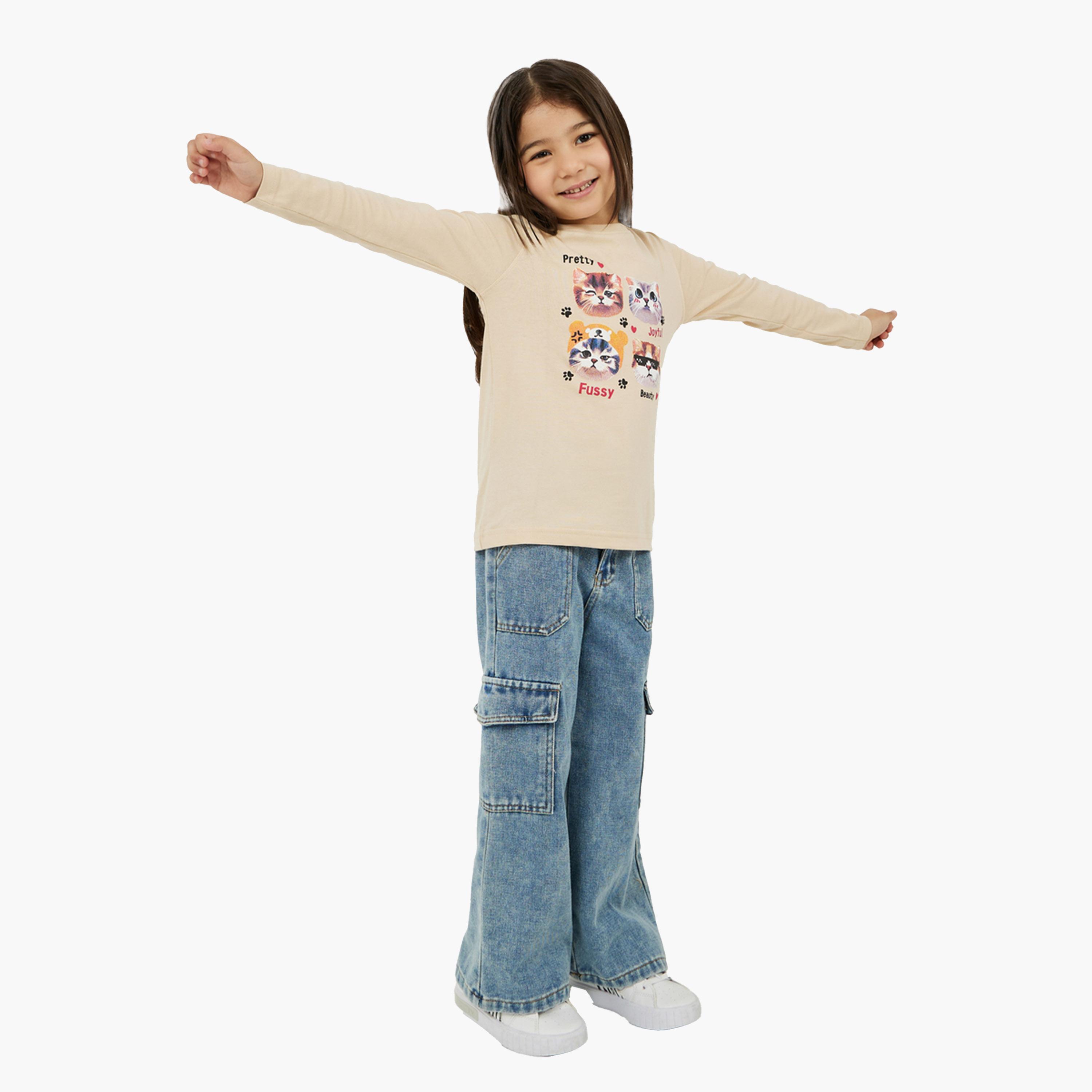 Styli Graphic Print Regular Fit T-Shirt-girls-clothing-tshirts-image-3