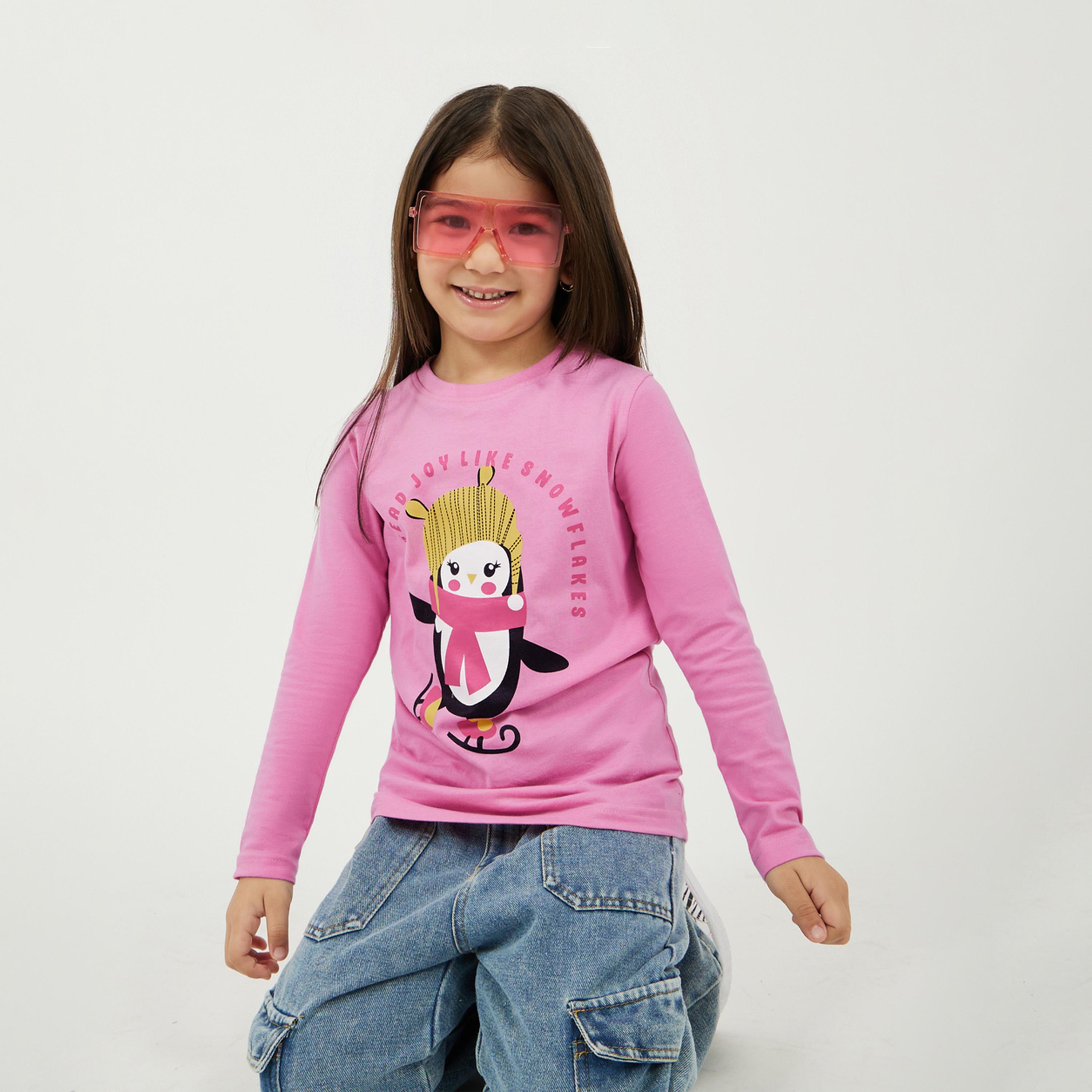 ستايلي - قميص مطبوع بأكمام كاملة-girls-clothing-tshirts-image-1