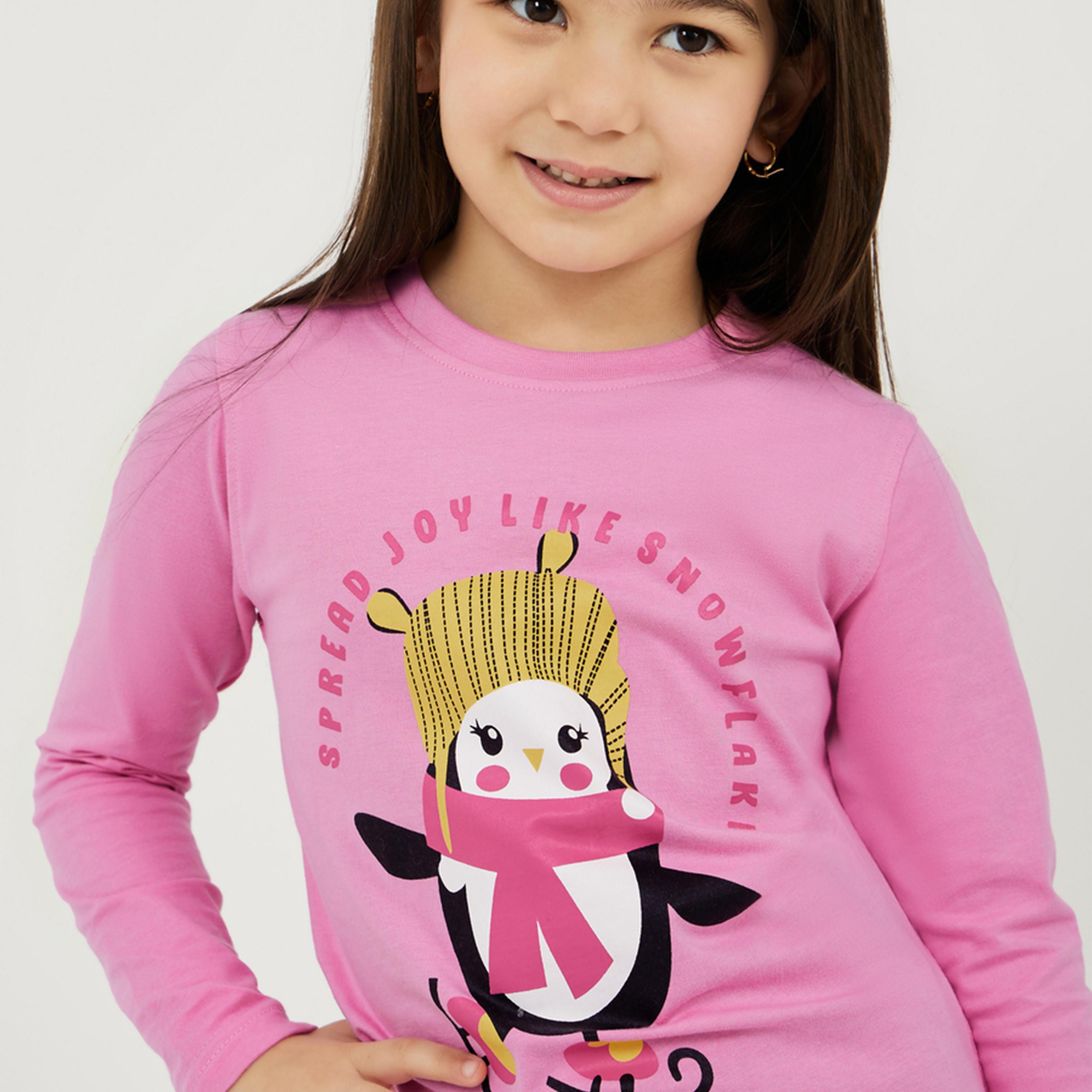 ستايلي - قميص مطبوع بأكمام كاملة-girls-clothing-tshirts-image-4