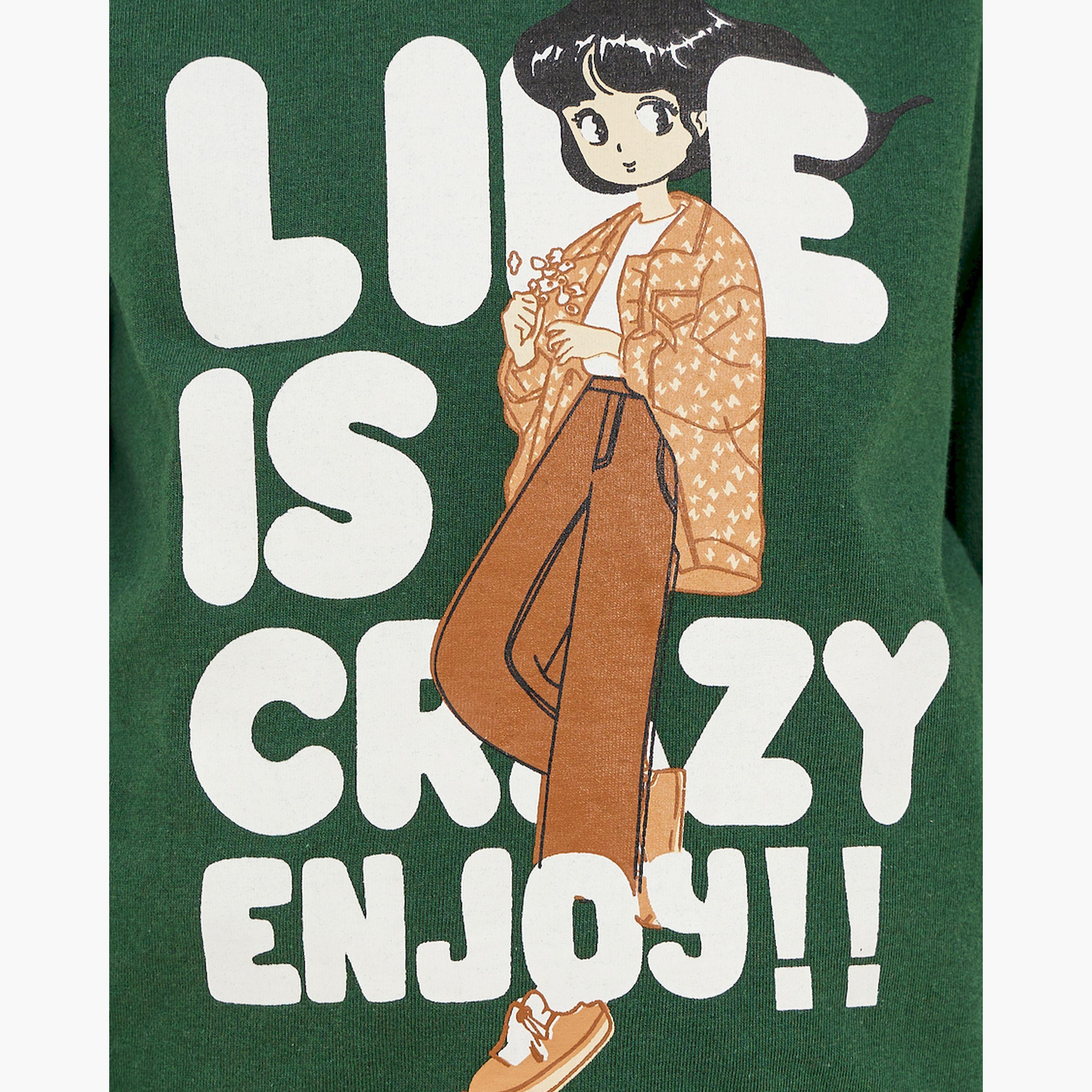 Styli Graphic Print Round Neck T-Shirt-girls-clothing-tshirts-image-3
