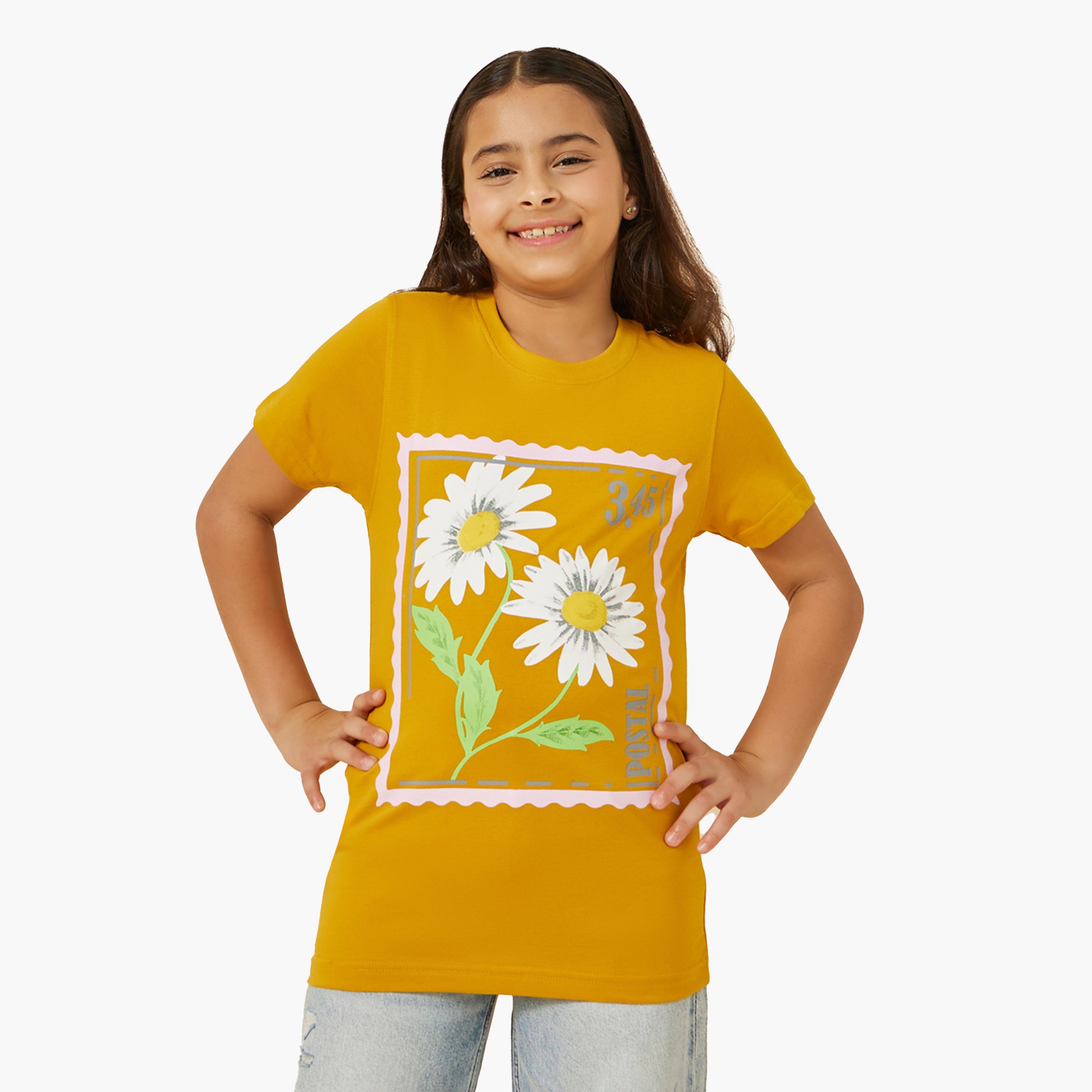 Styli Graphic Print Round Neck T-Shirt-girls-clothing-tshirts-image-1