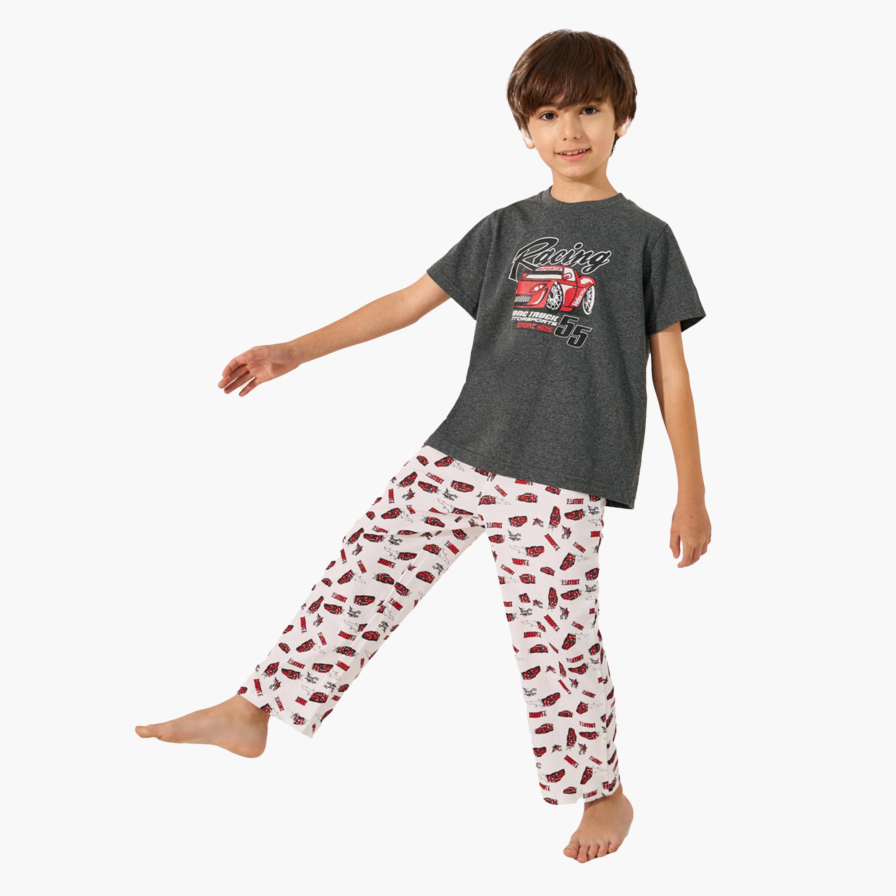 Styli Graphic Print T-Shirt and Pyjama Set-boys-clothing-nightwear-image-1