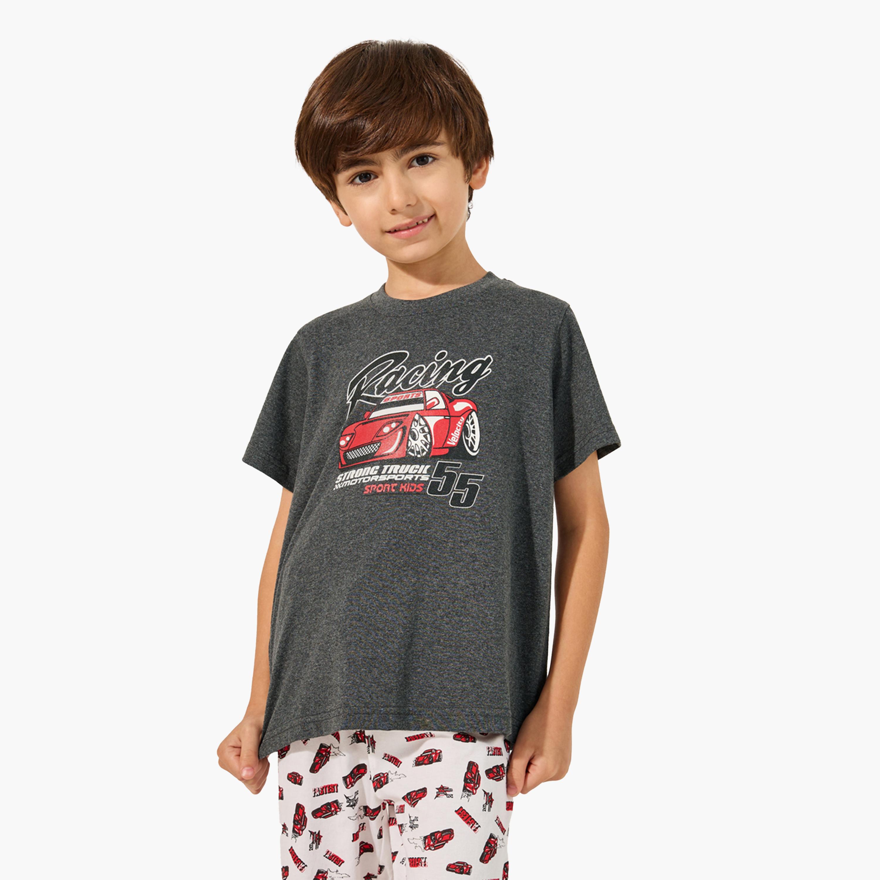 ستايلي-  بيجاما تي شيرت بطبعة جرافيكية-boys-clothing-nightwear-image-2